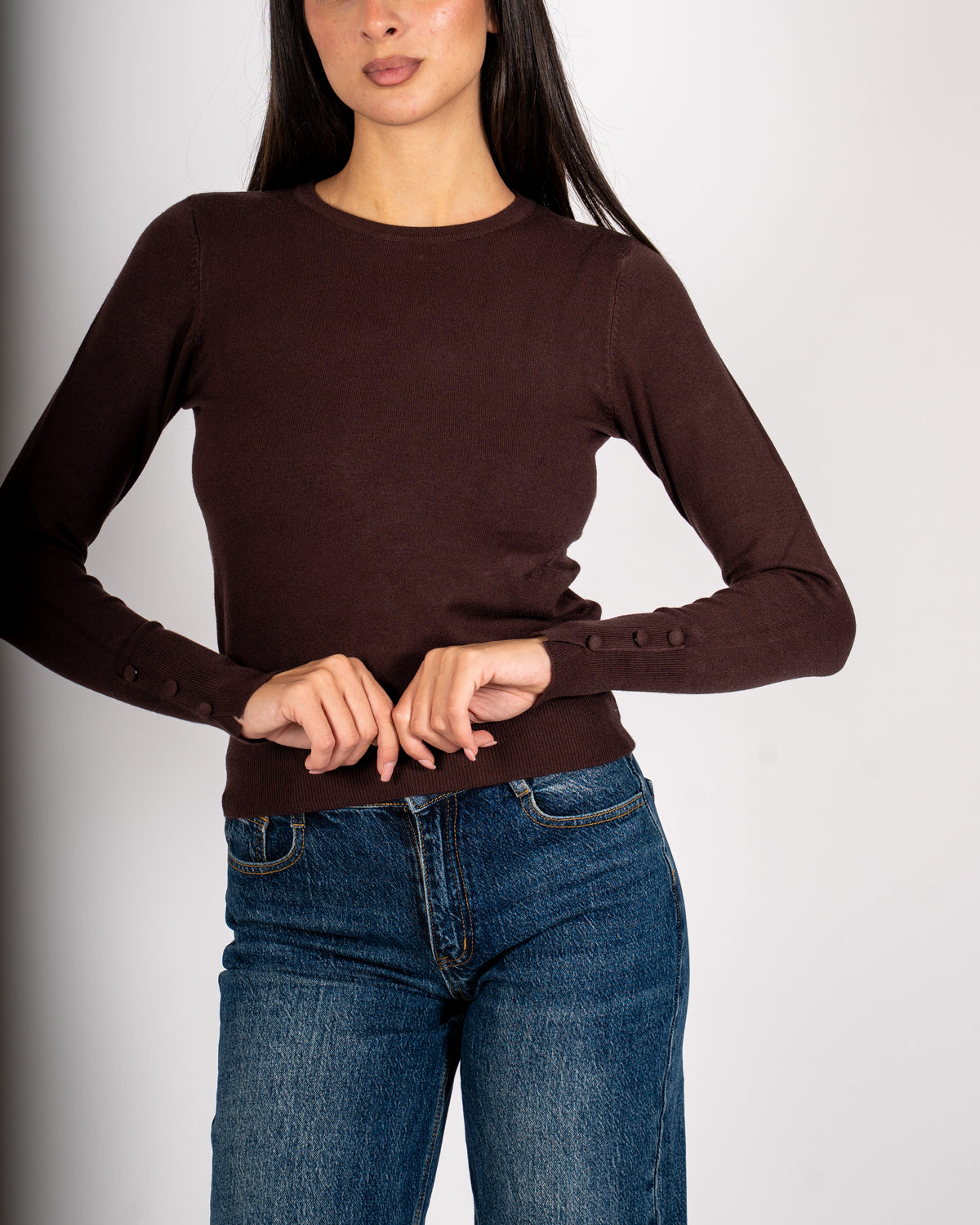 Maglia girocollo slim fit in mano viscosa - Canapa