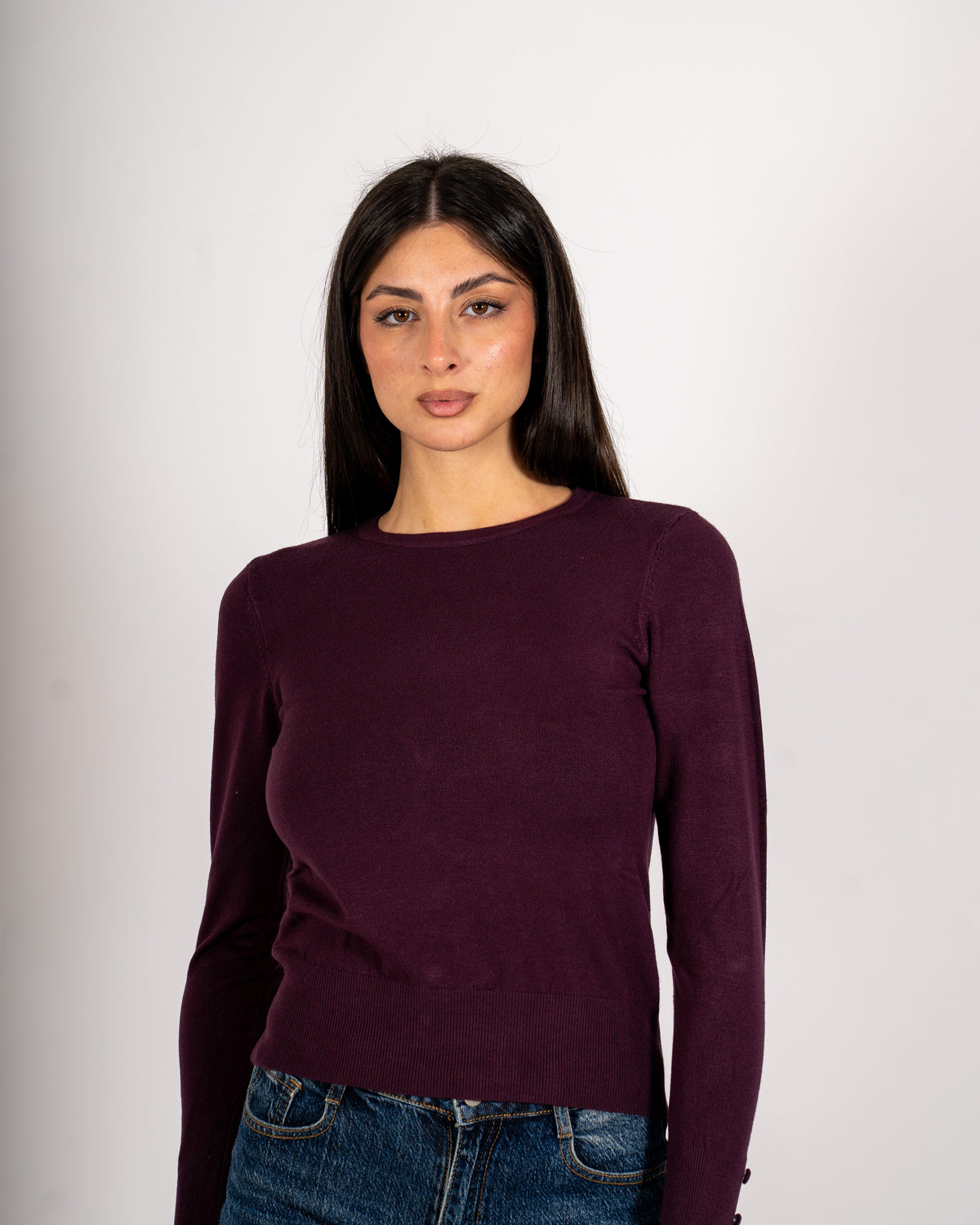 Maglia girocollo slim fit in mano viscosa - Canapa