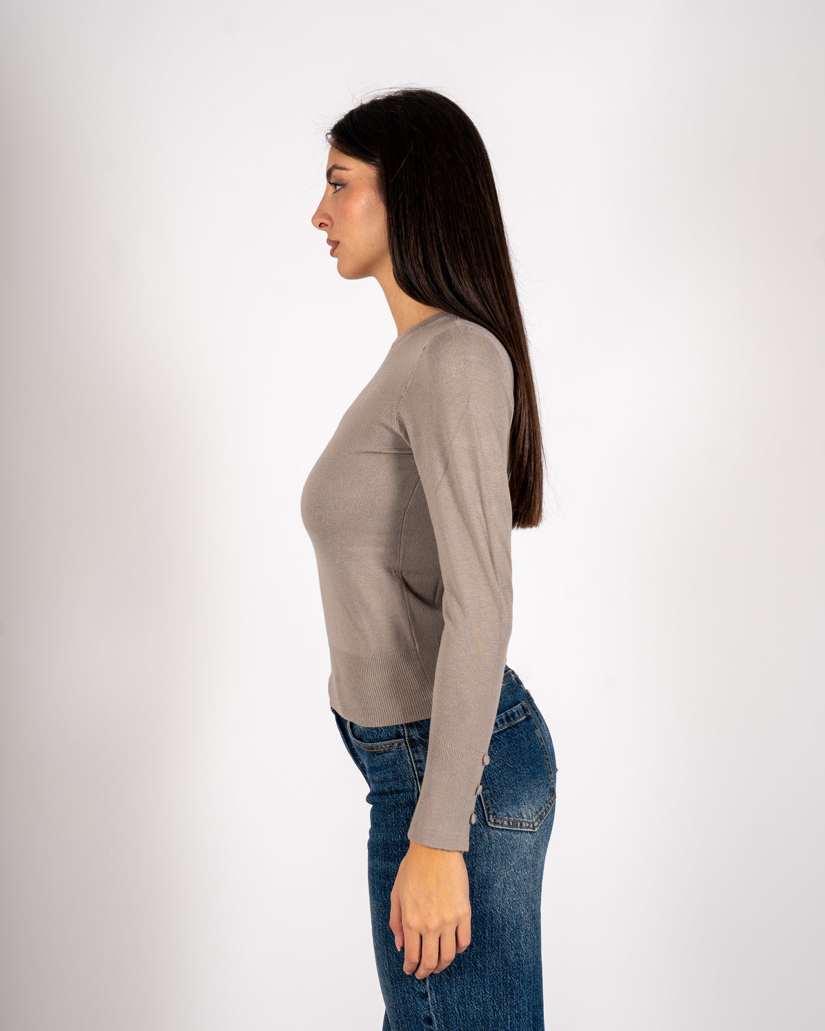 Maglia girocollo slim fit in mano viscosa - Canapa