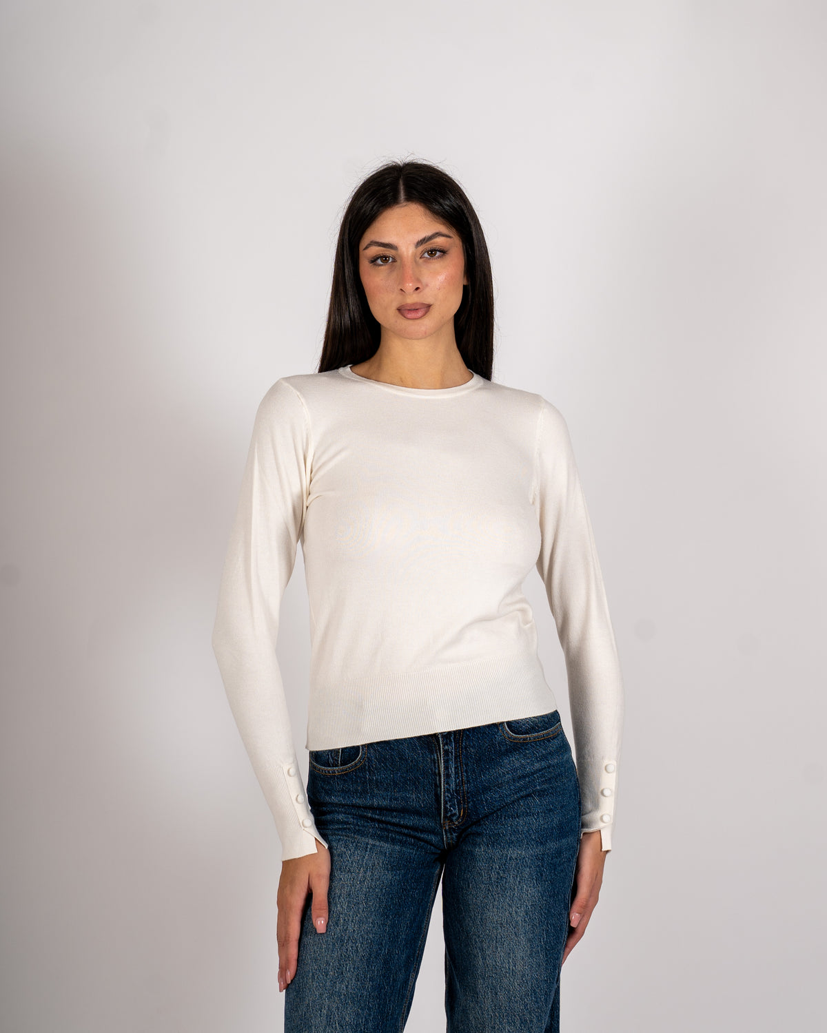 Maglia girocollo slim fit in mano viscosa - Canapa