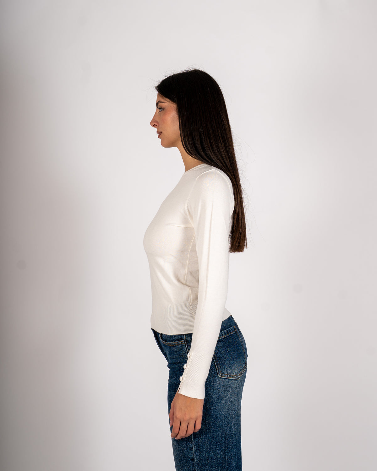Maglia girocollo slim fit in mano viscosa - Canapa