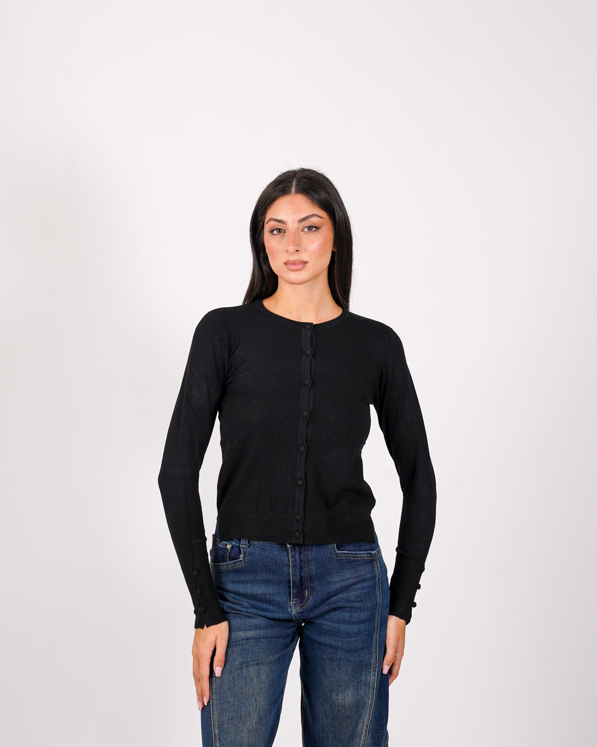 Cardigan in maglia con bottoni tono su tono - Miglio