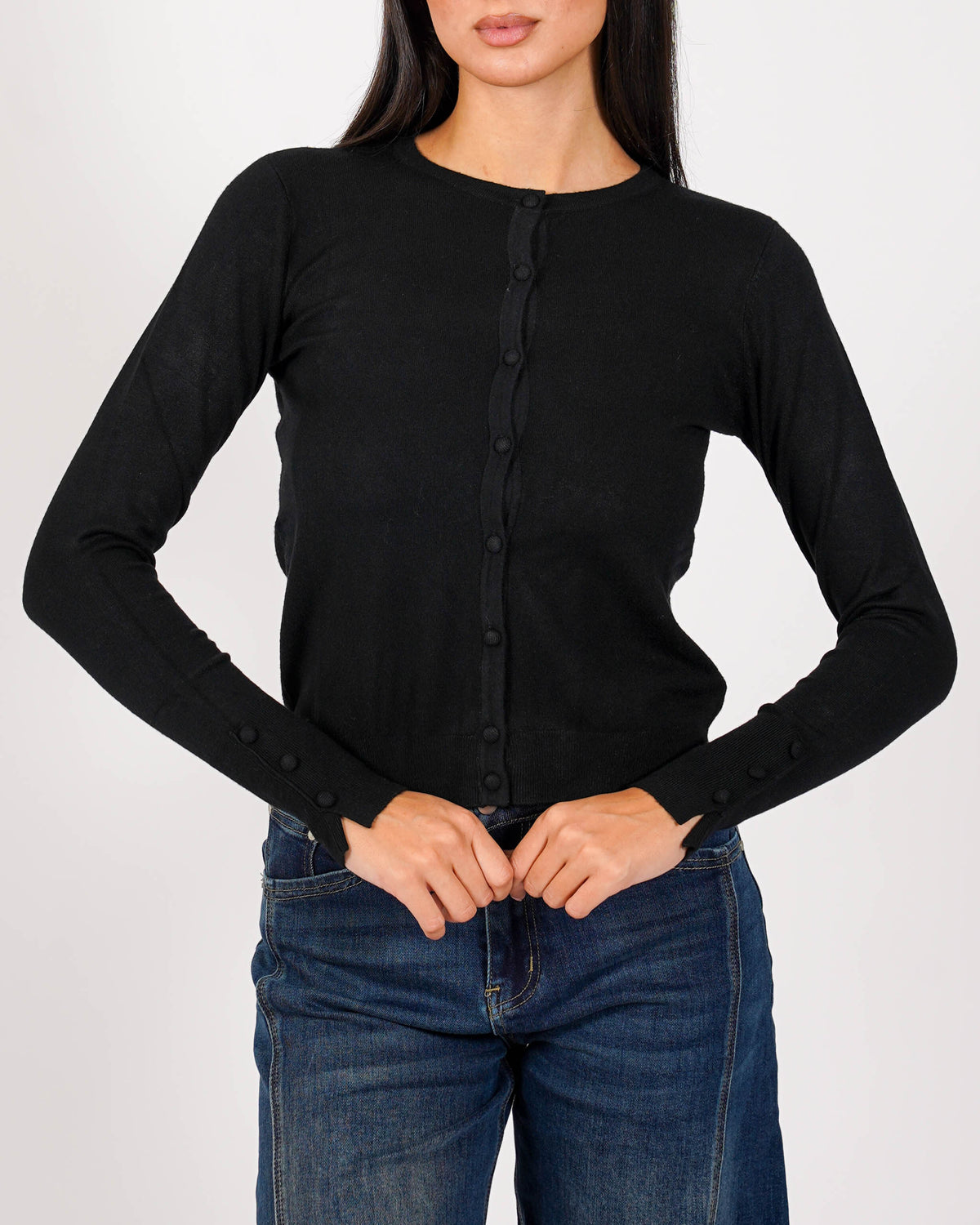 Cardigan in maglia con bottoni tono su tono - Miglio