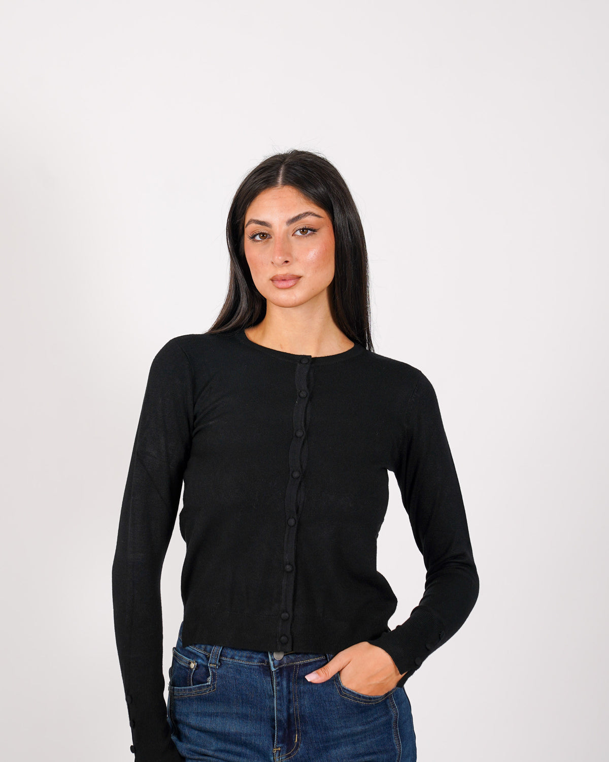 Cardigan in maglia con bottoni tono su tono - Miglio