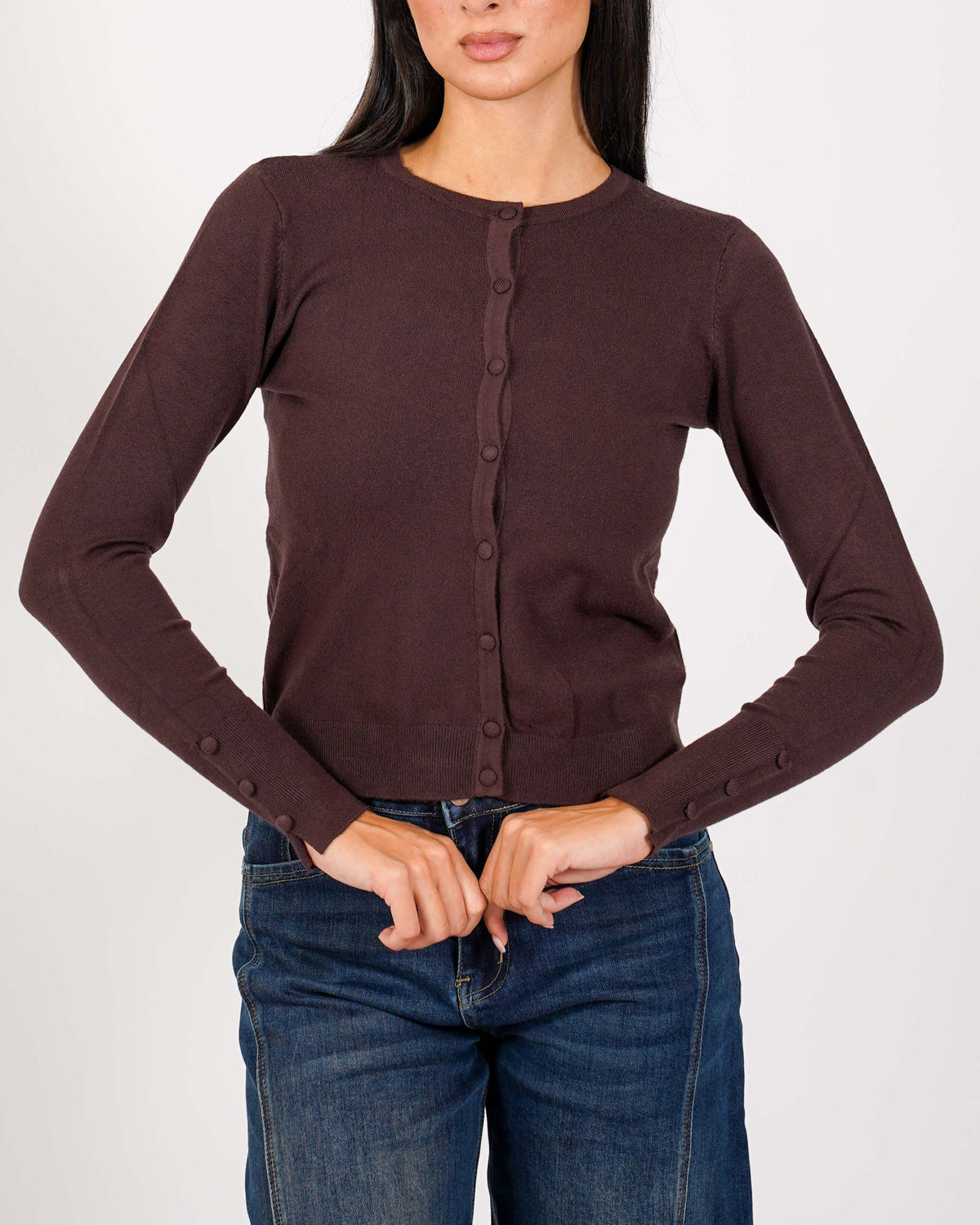 Cardigan in maglia con bottoni tono su tono - Miglio