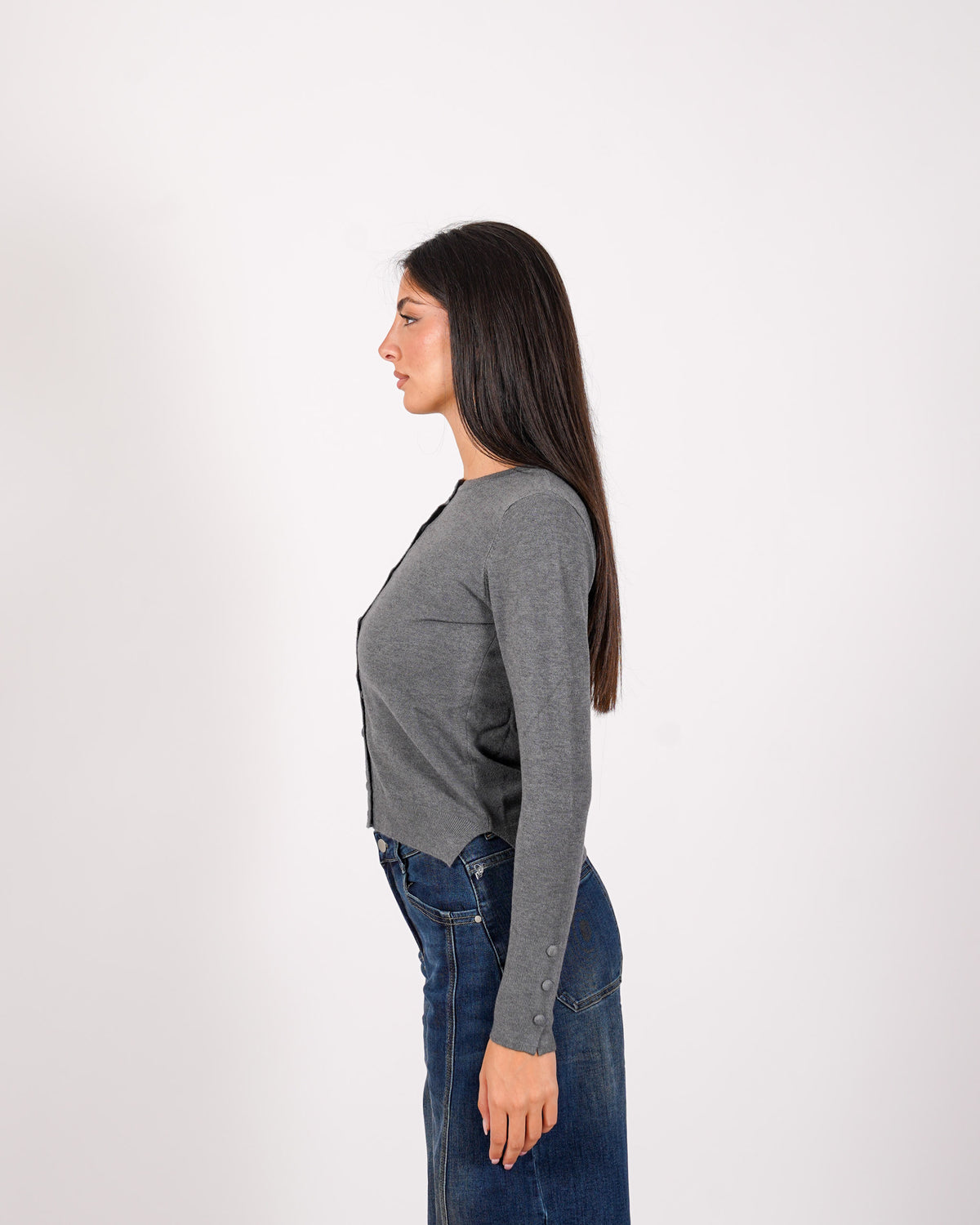 Cardigan in maglia con bottoni tono su tono - Miglio