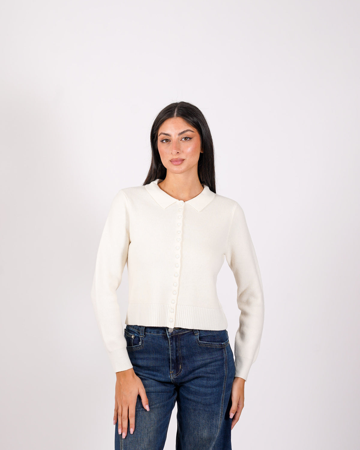 Cardigan in maglia con bottoni tono su tono - Miglio