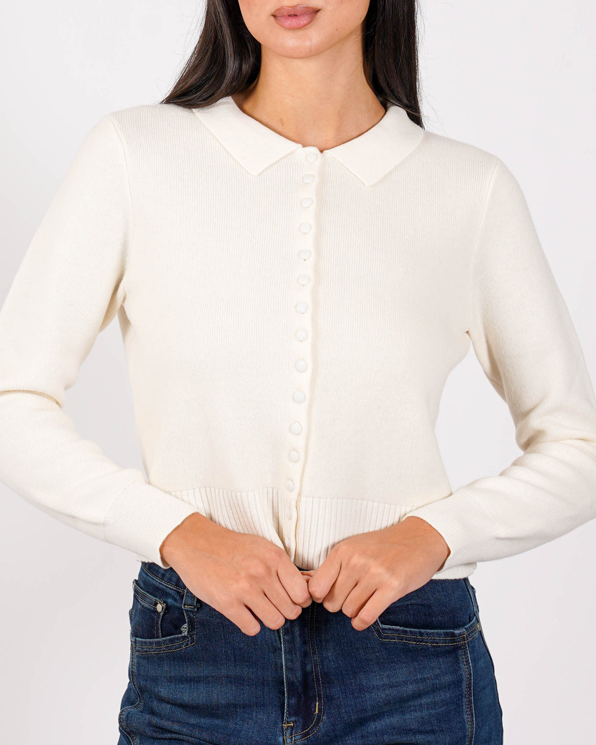 Cardigan in maglia con bottoni tono su tono - Miglio