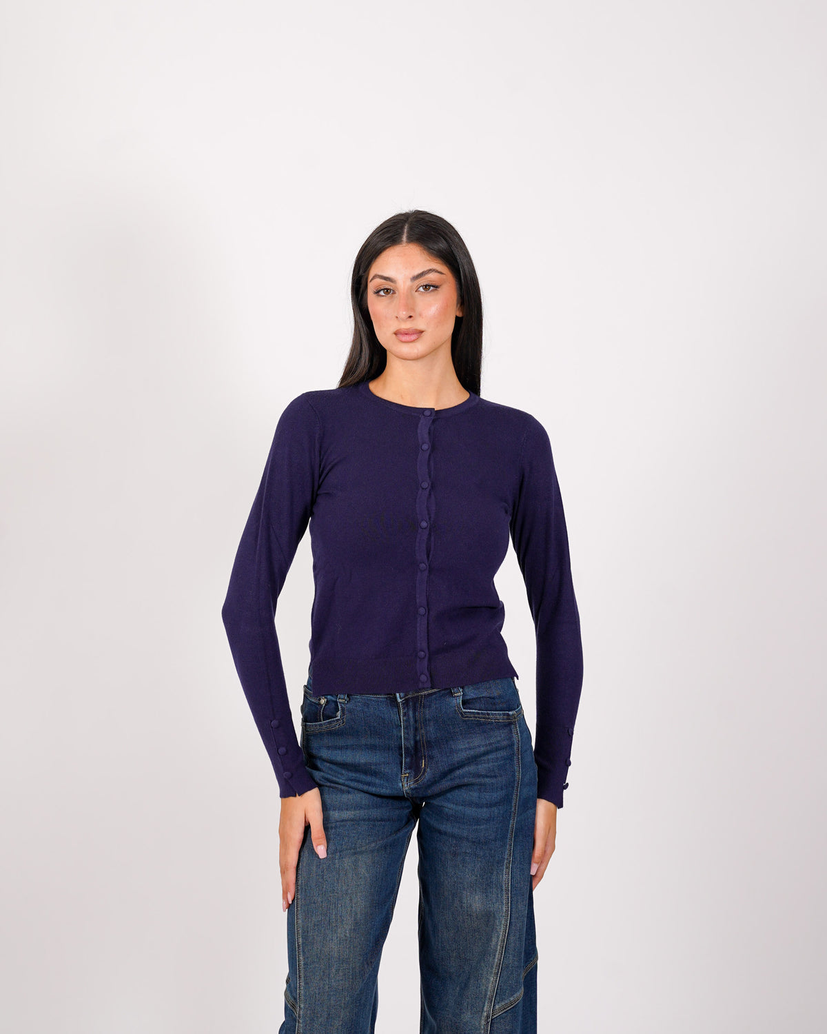 Cardigan in maglia con bottoni tono su tono - Miglio