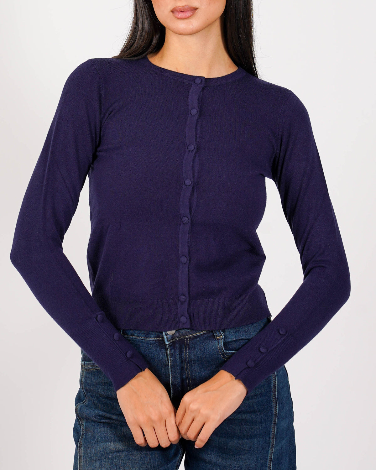 Cardigan in maglia con bottoni tono su tono - Miglio