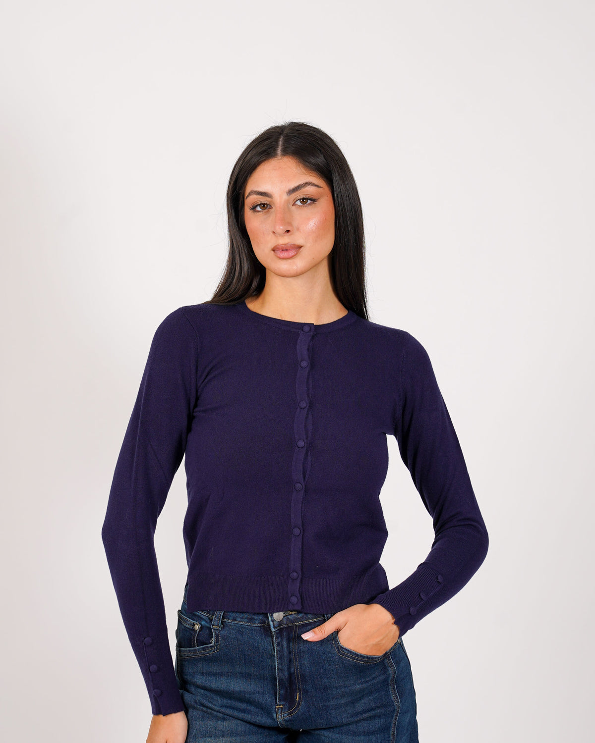 Cardigan in maglia con bottoni tono su tono - Miglio