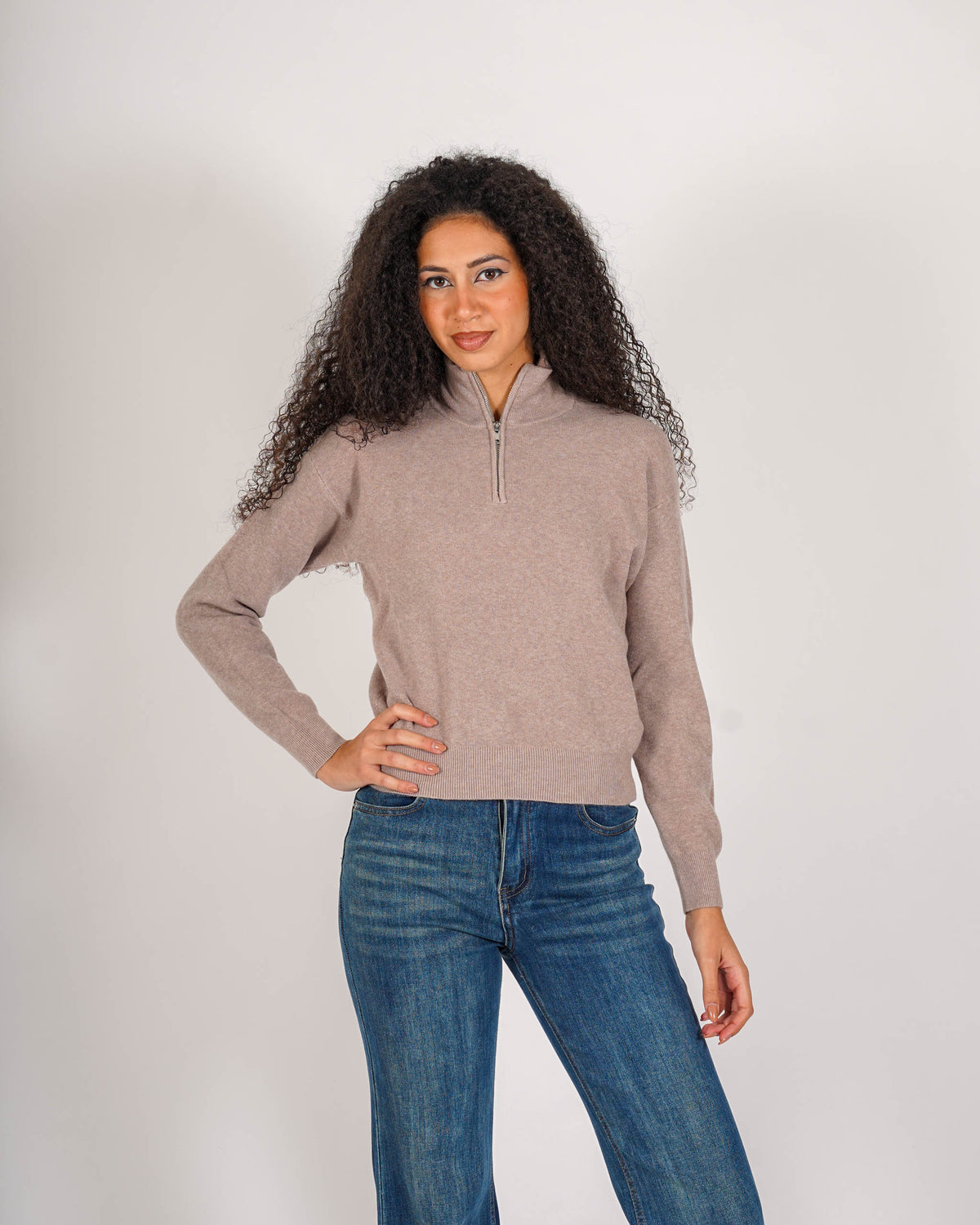 Polo con zip in mano viscosa - Alessandra