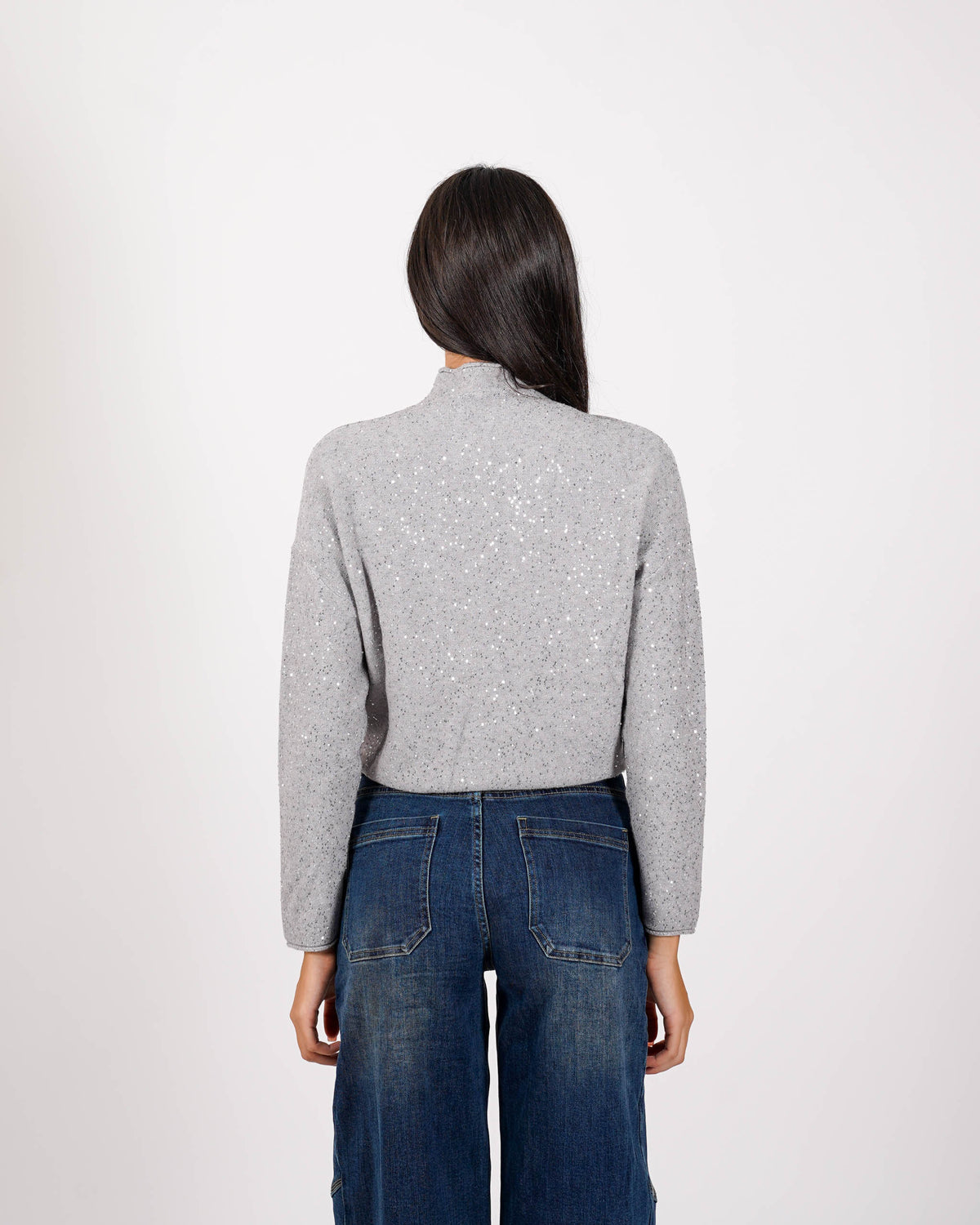 Maglia collo alto in mano viscosa con dettagli lurex - Romagnola