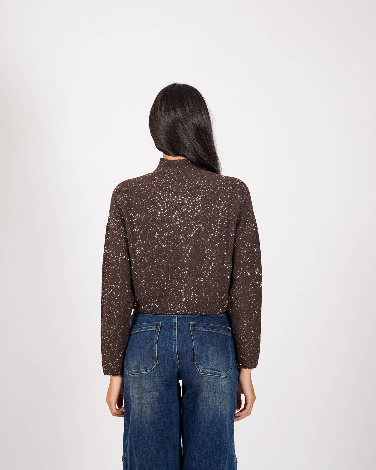 Maglia collo alto in mano viscosa con dettagli lurex - Romagnola