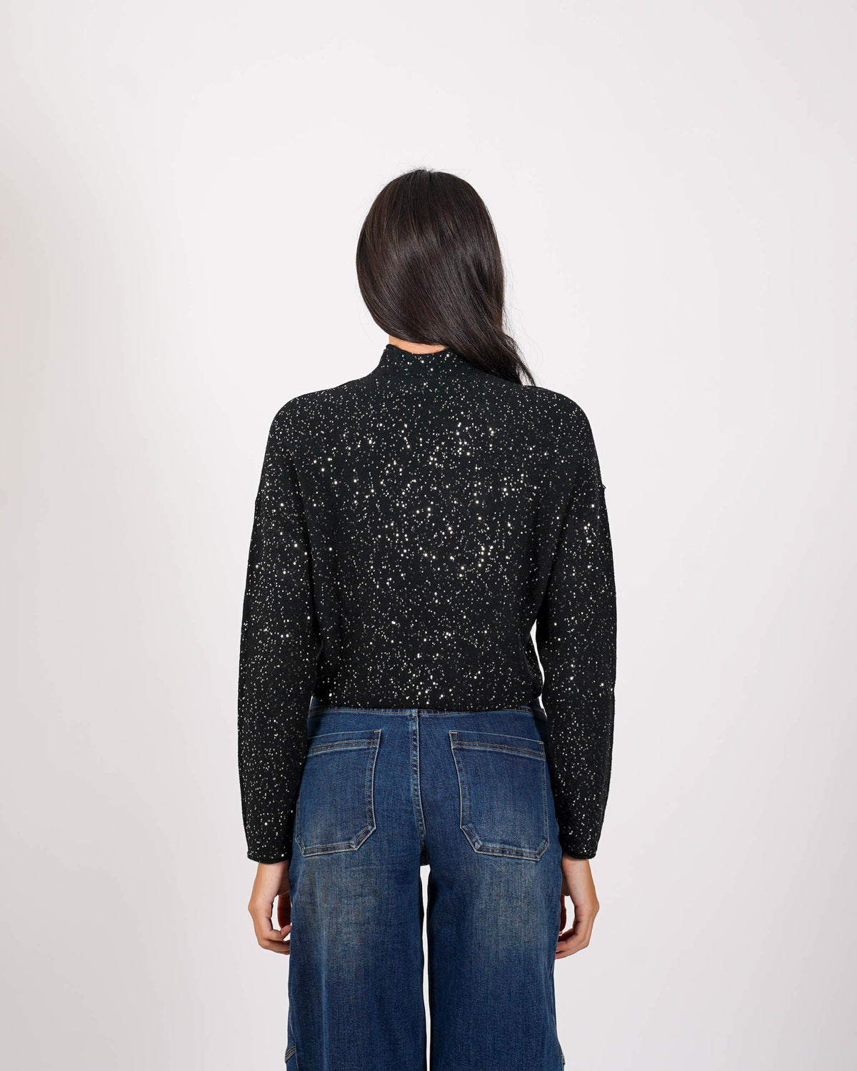 Maglia collo alto in mano viscosa con dettagli lurex - Romagnola