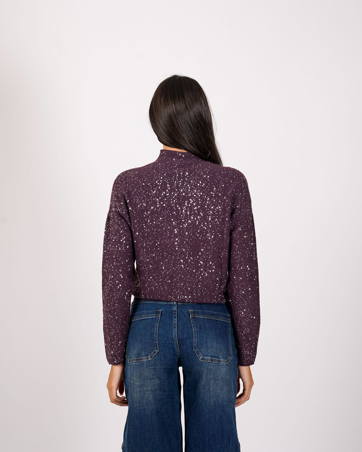 Maglia collo alto in mano viscosa con dettagli lurex - Romagnola