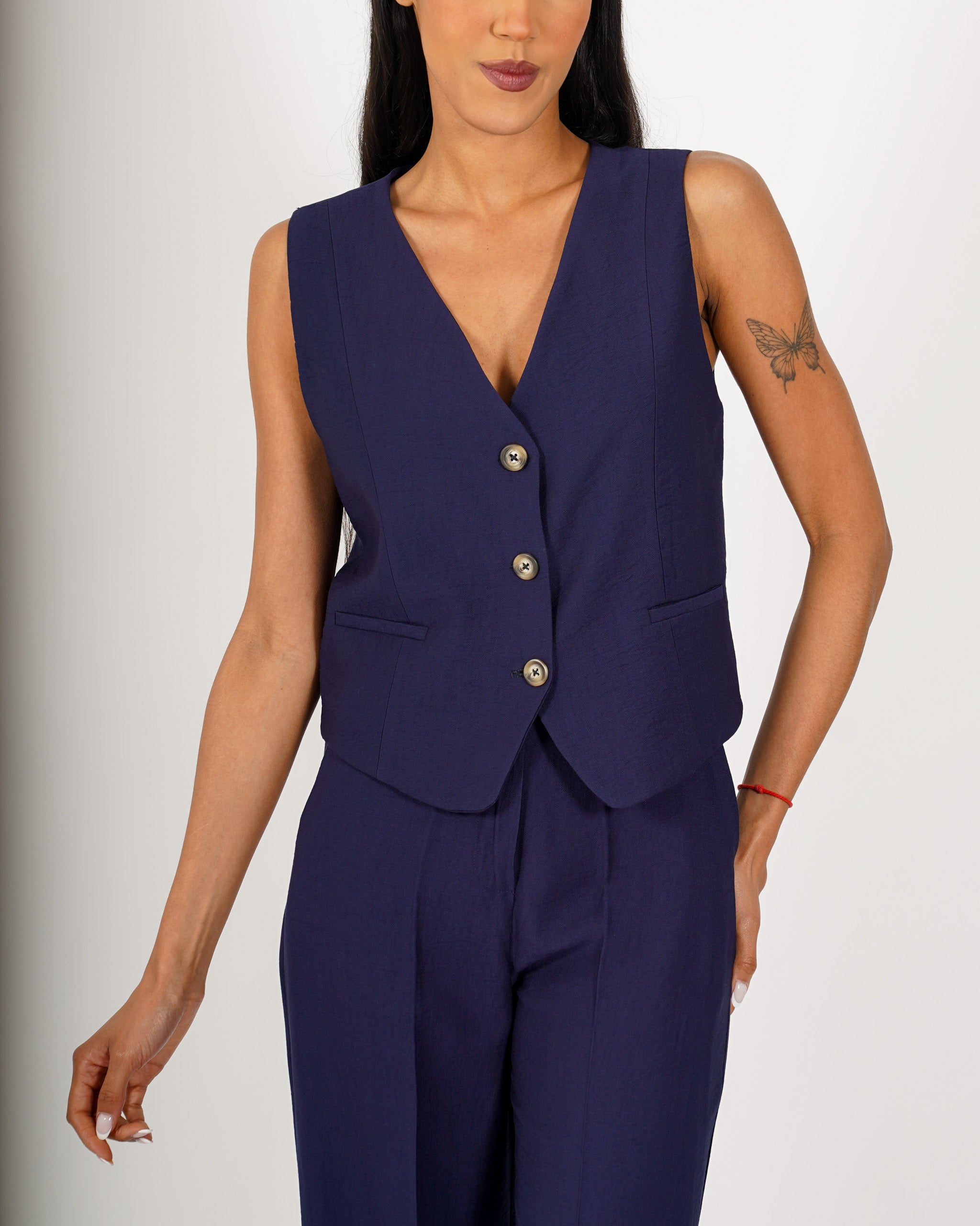 Coordinato gilet monopetto e pantaloni regular fit - Acandia