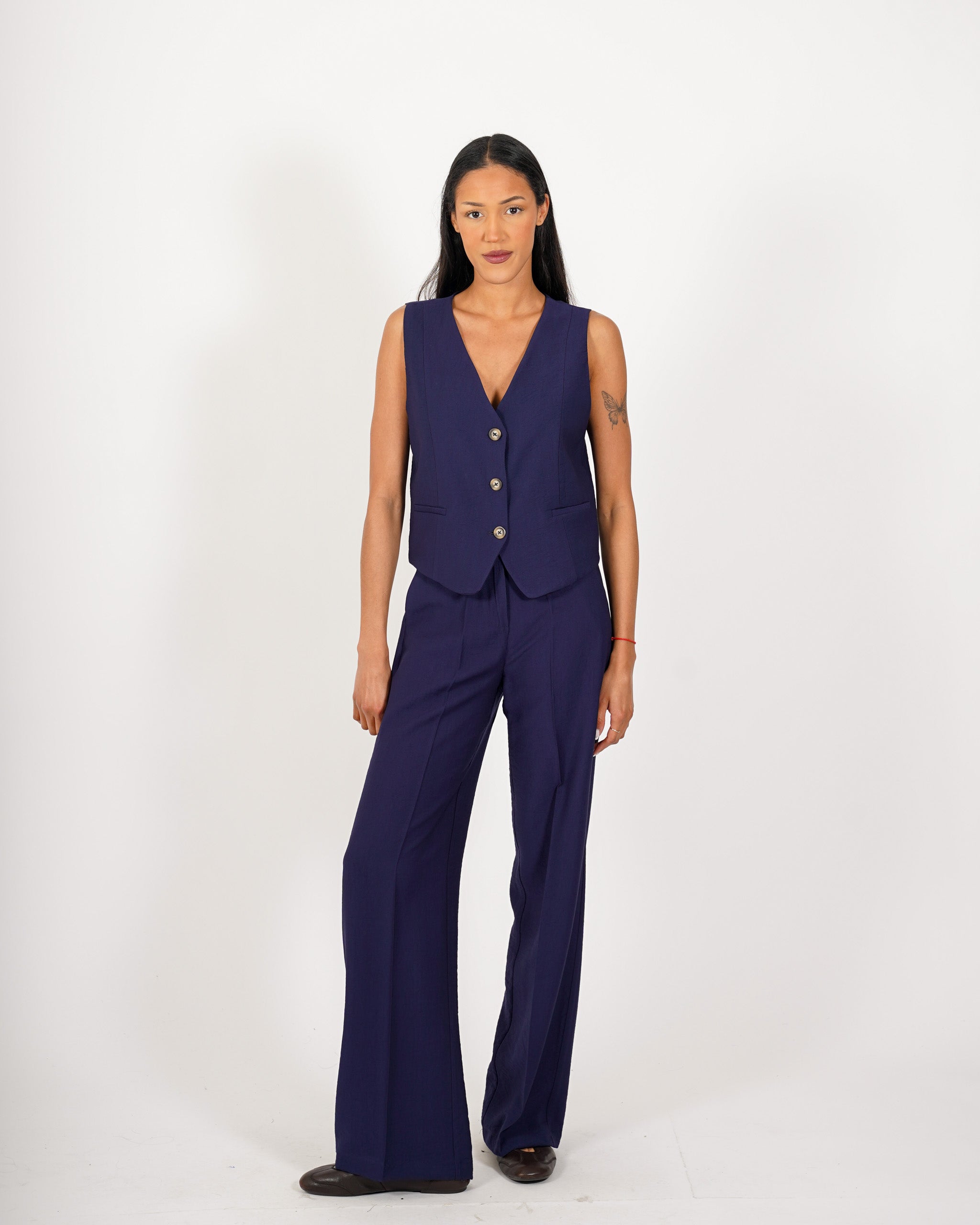 Coordinato gilet monopetto e pantaloni regular fit - Acandia