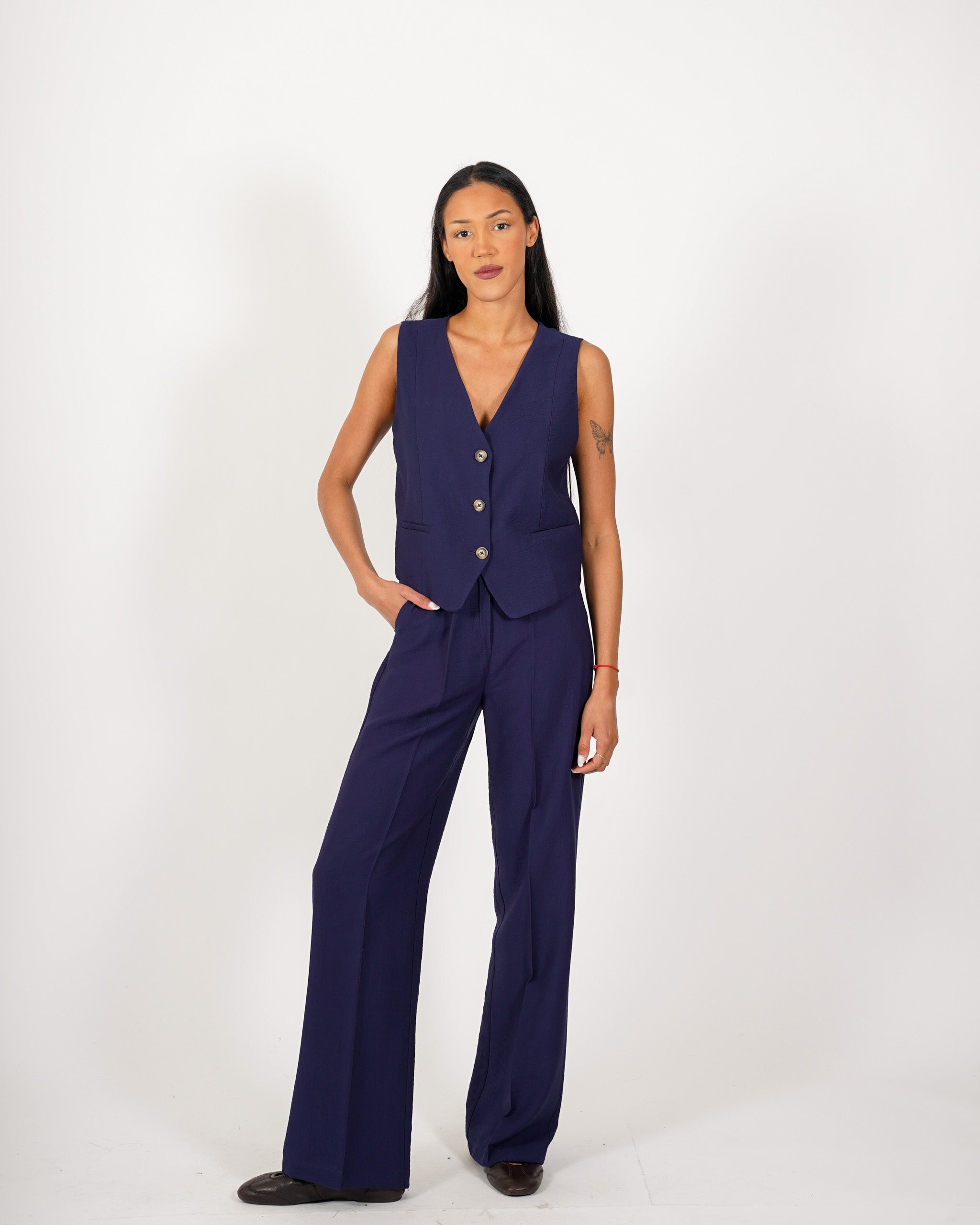 Coordinato gilet monopetto e pantaloni regular fit - Acandia