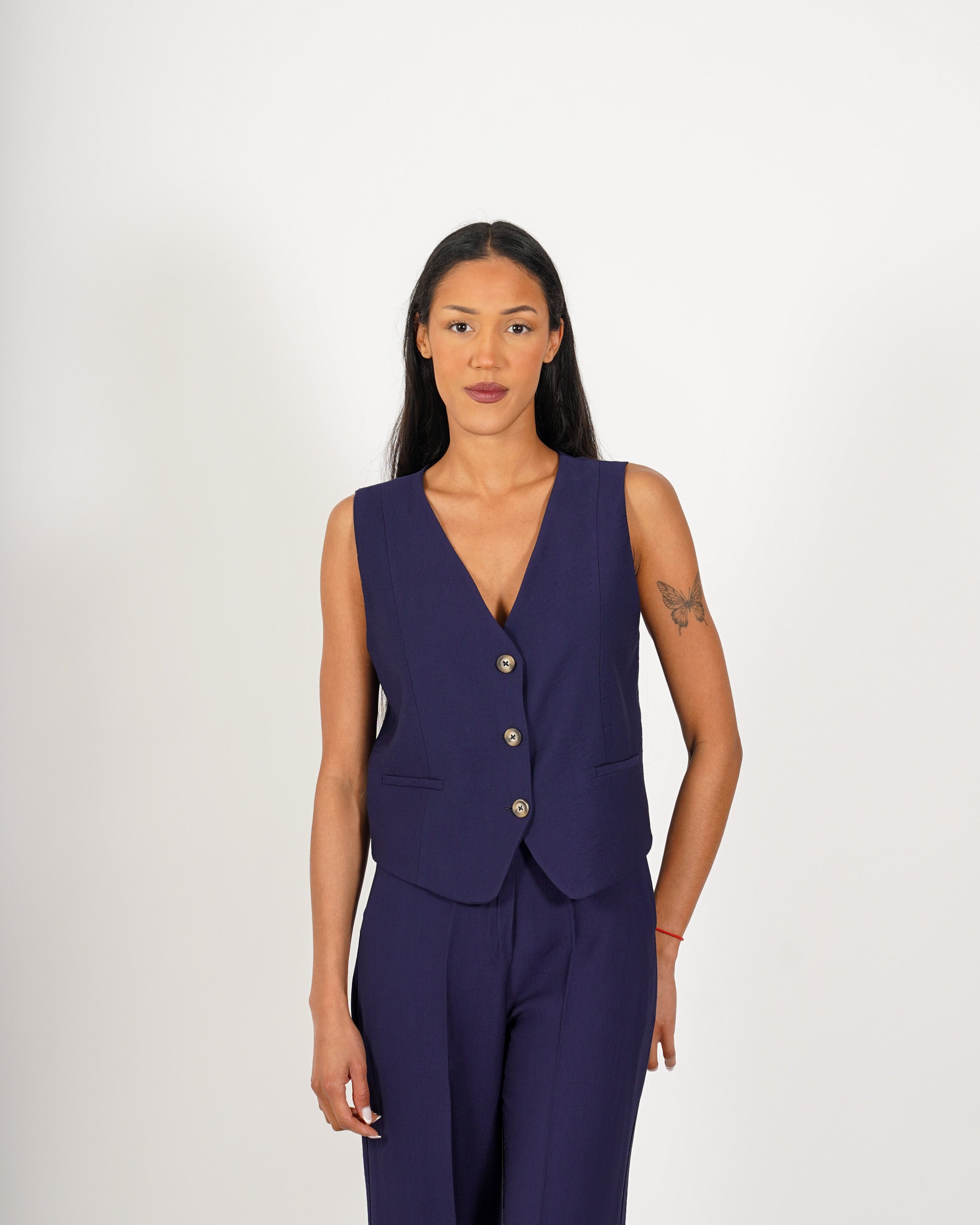 Coordinato gilet monopetto e pantaloni regular fit - Acandia