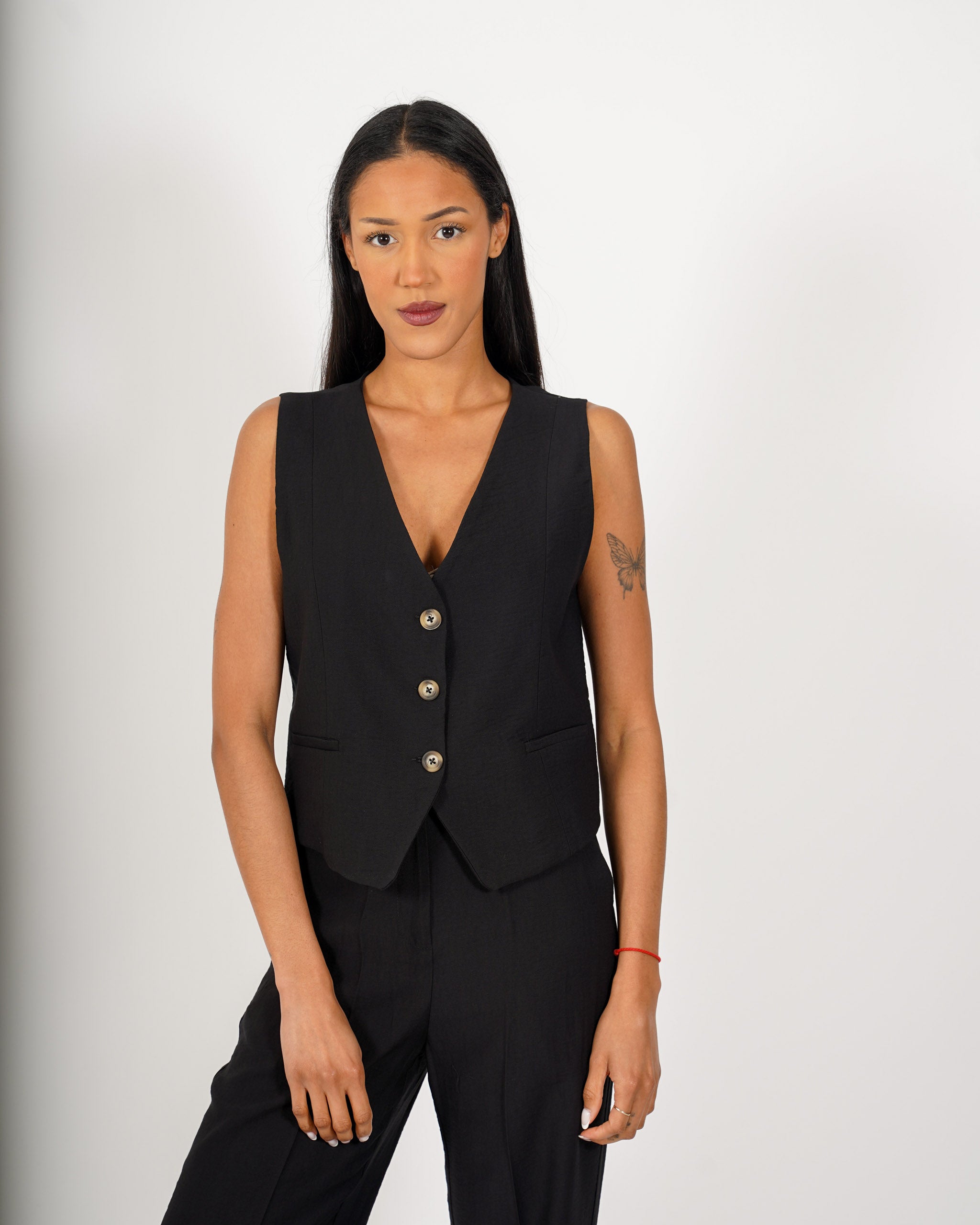 Coordinato gilet monopetto e pantaloni regular fit - Acandia