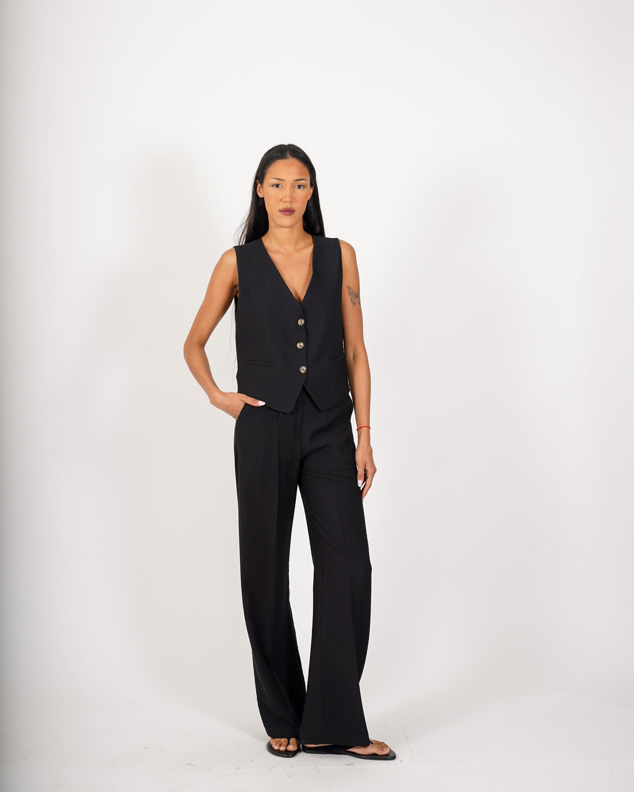 Coordinato gilet monopetto e pantaloni regular fit - Acandia