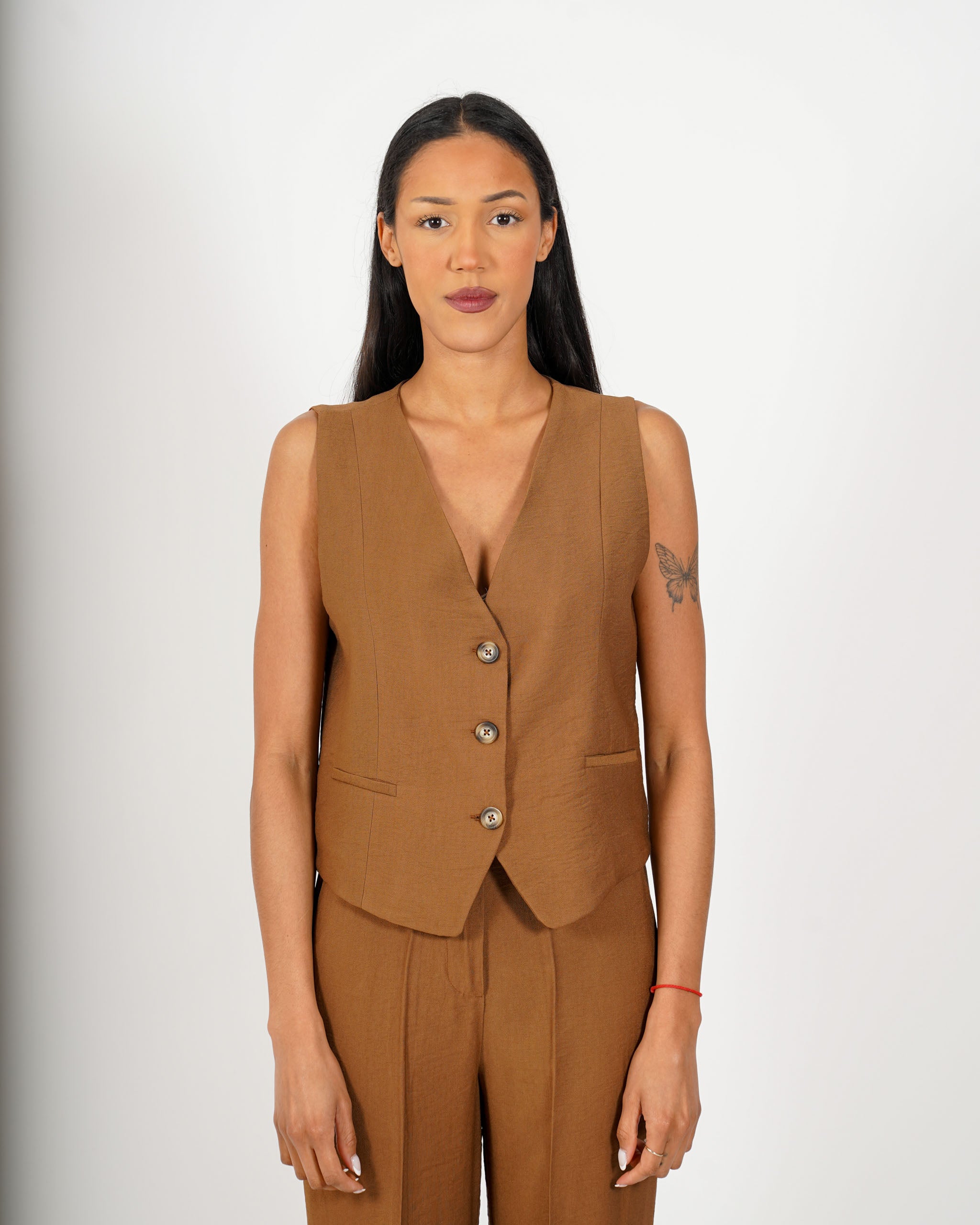 Coordinato gilet monopetto e pantaloni regular fit - Acandia