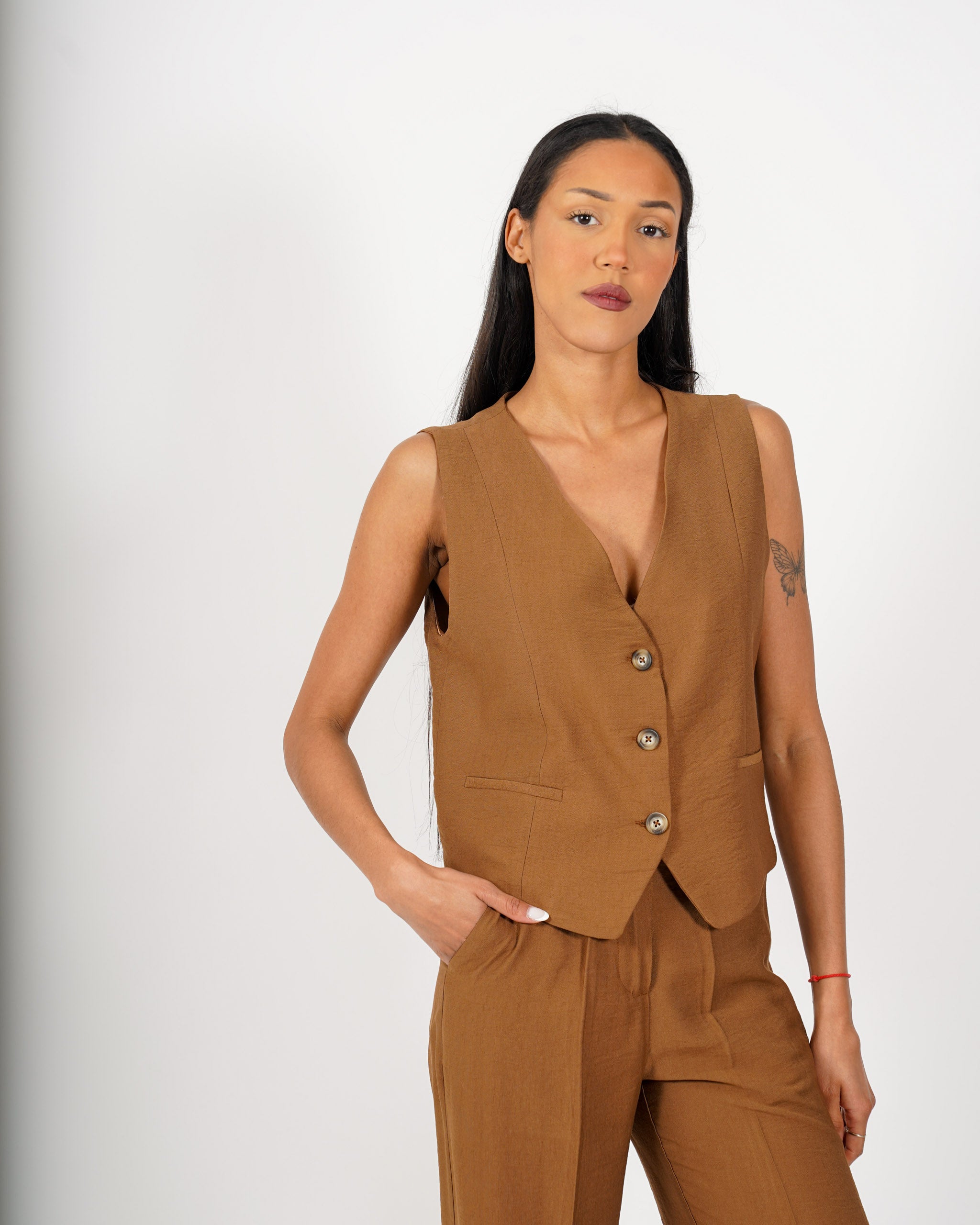 Coordinato gilet monopetto e pantaloni regular fit - Acandia