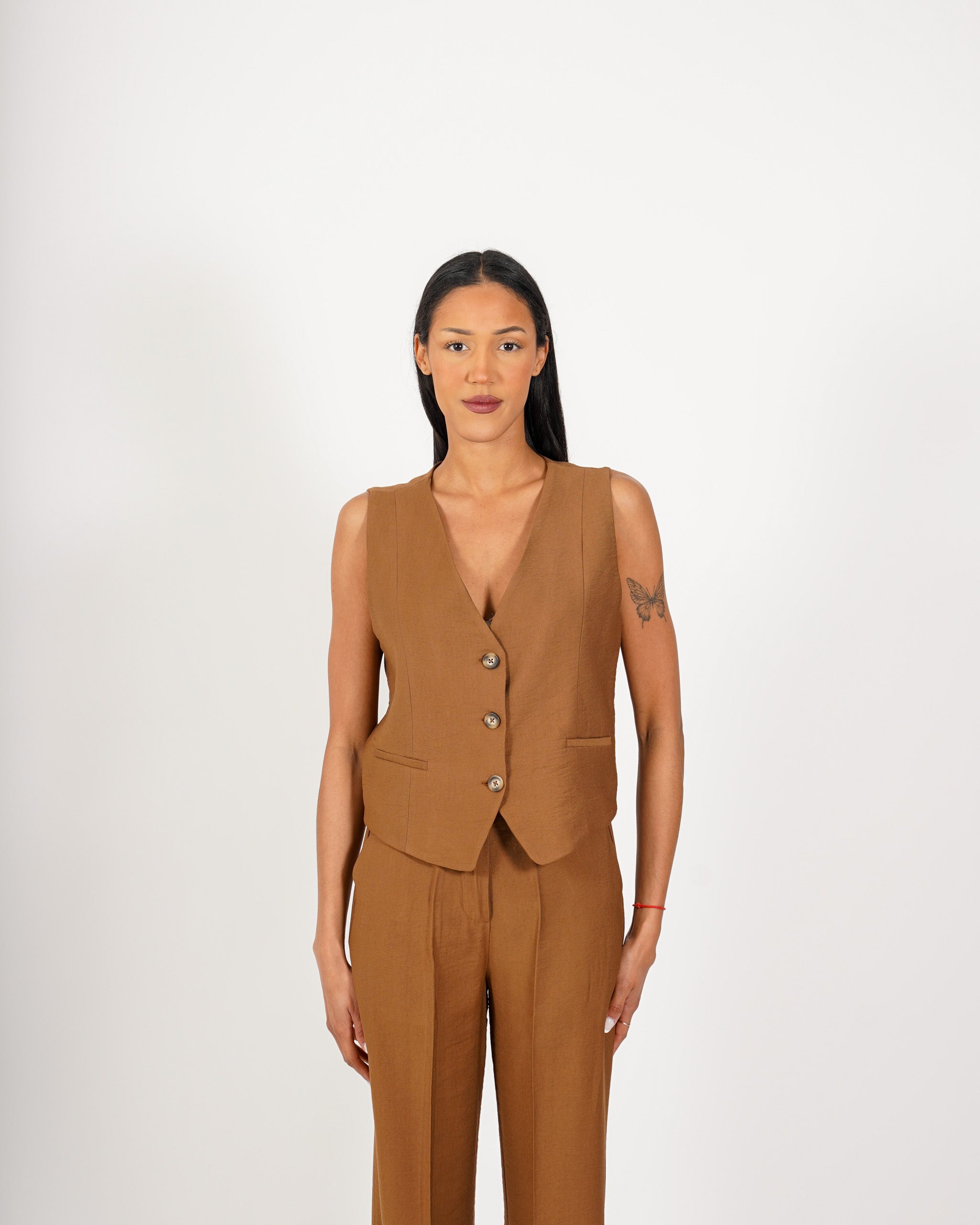 Coordinato gilet monopetto e pantaloni regular fit - Acandia