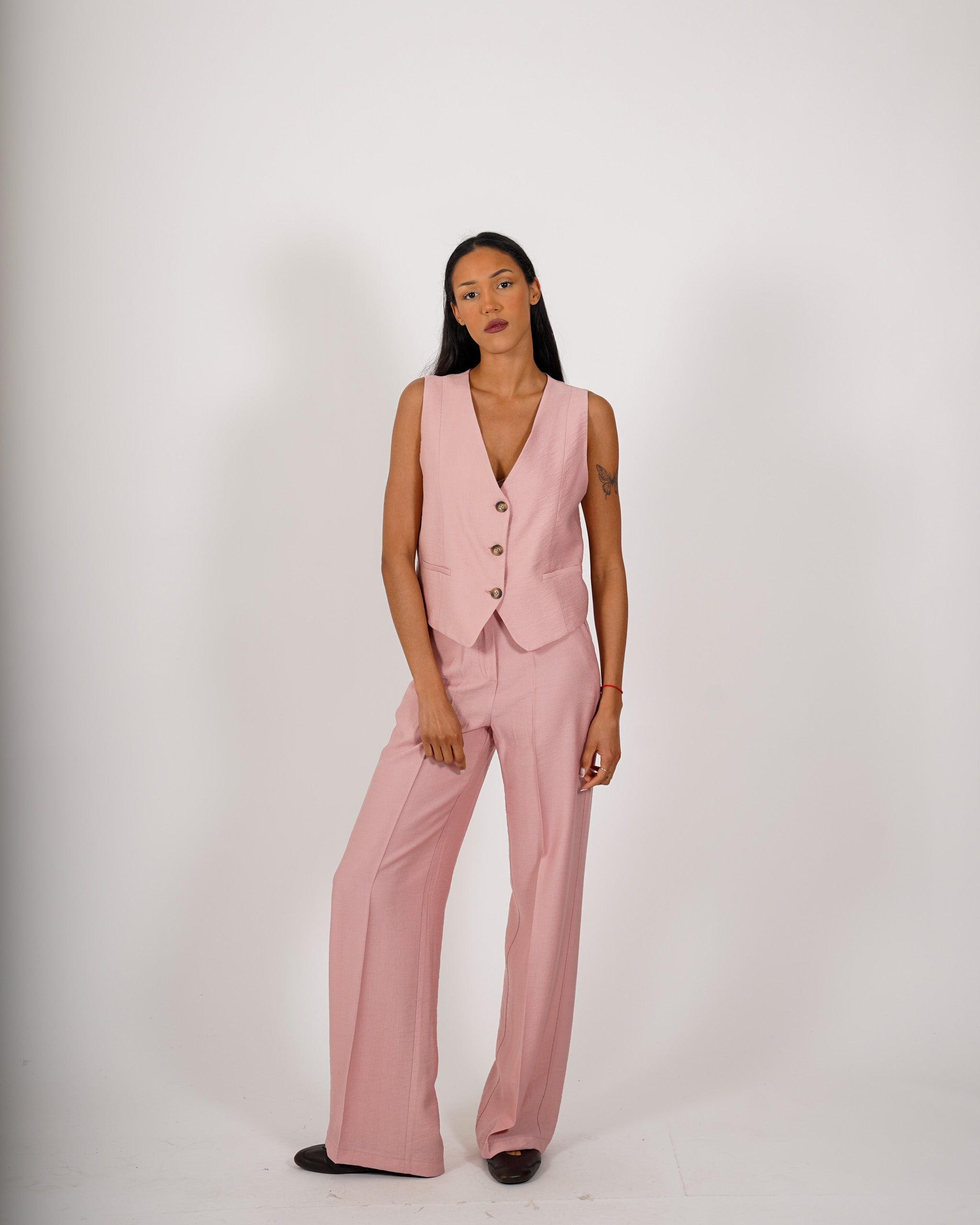 Coordinato gilet monopetto e pantaloni regular fit - Acandia