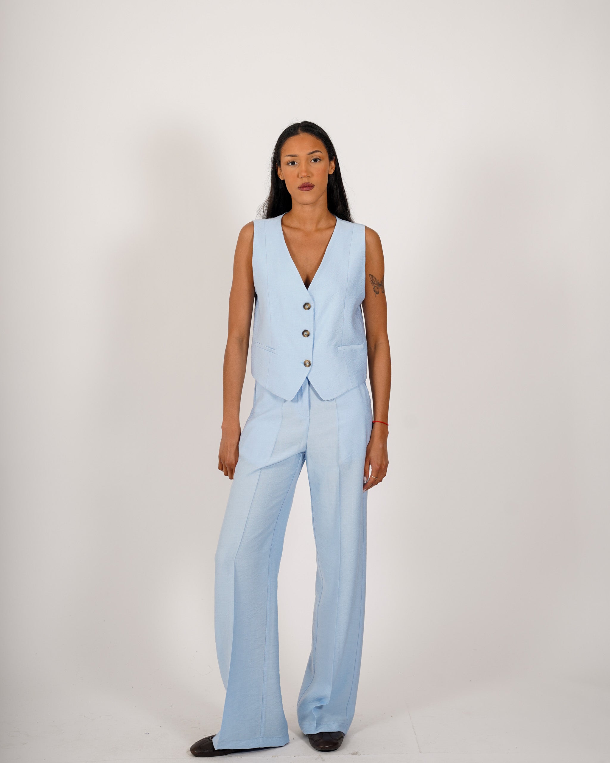 Coordinato gilet monopetto e pantaloni regular fit - Acandia