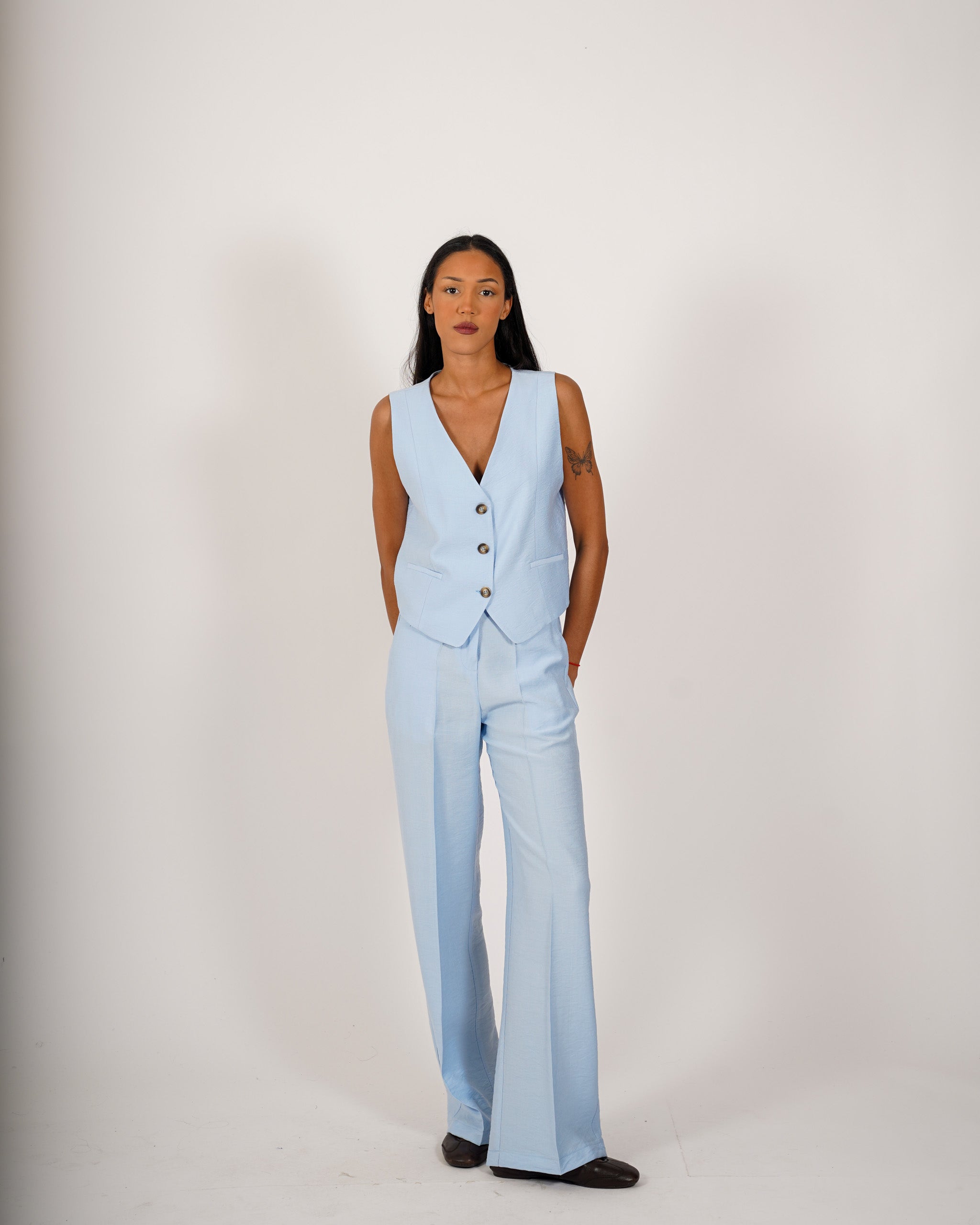 Coordinato gilet monopetto e pantaloni regular fit - Acandia