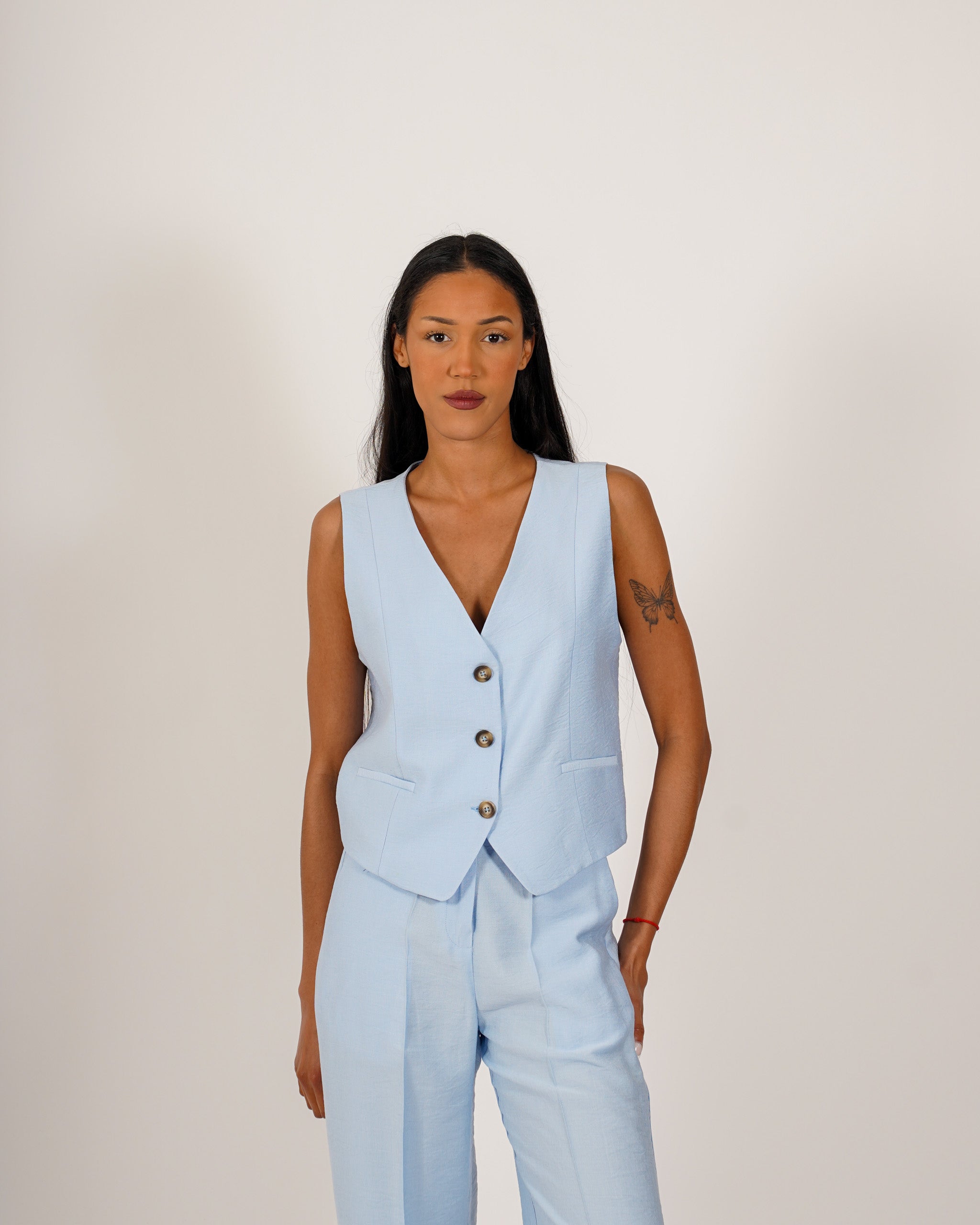 Coordinato gilet monopetto e pantaloni regular fit - Acandia