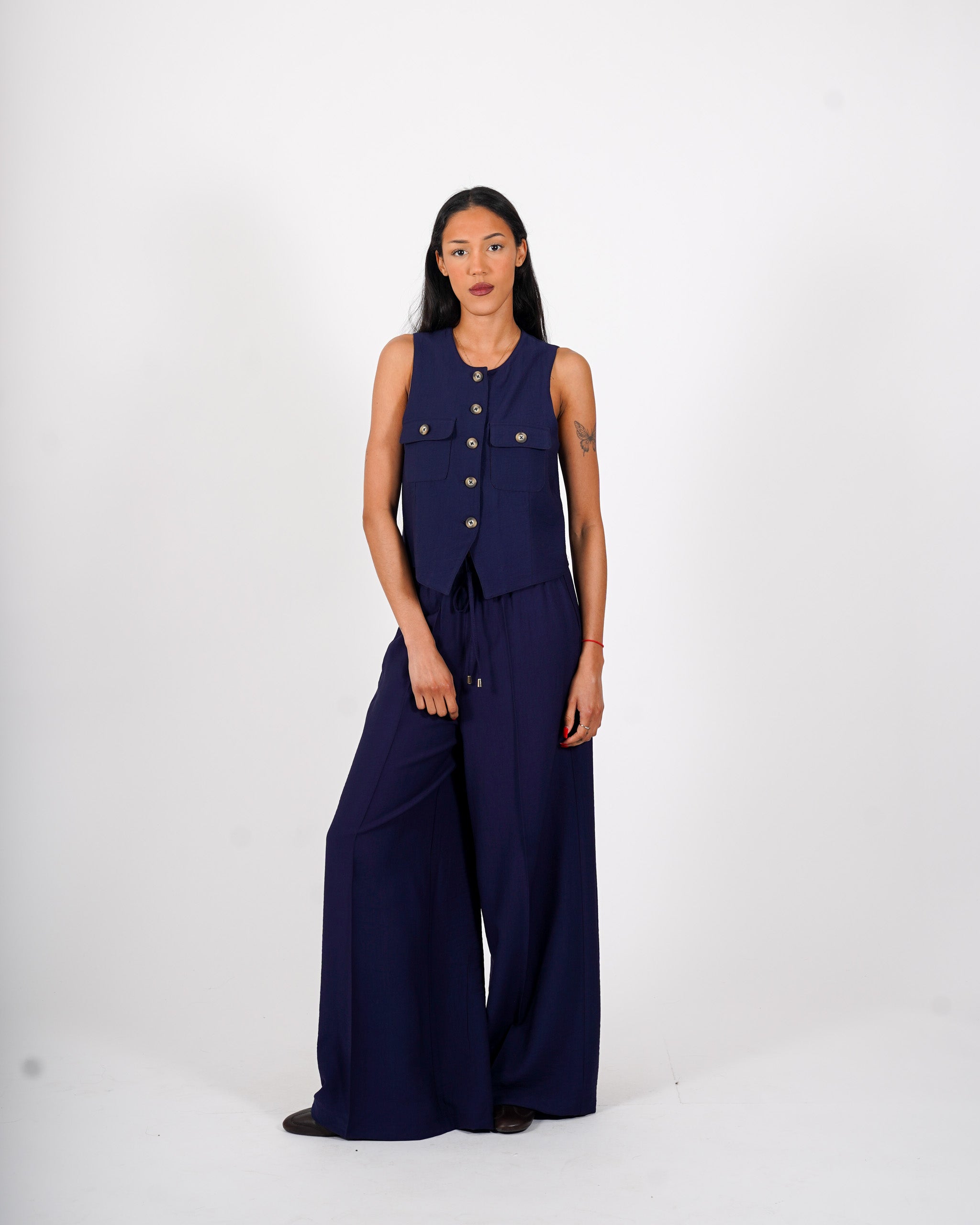 Coordinato gilet monopetto e pantalone regular fit - Calinda