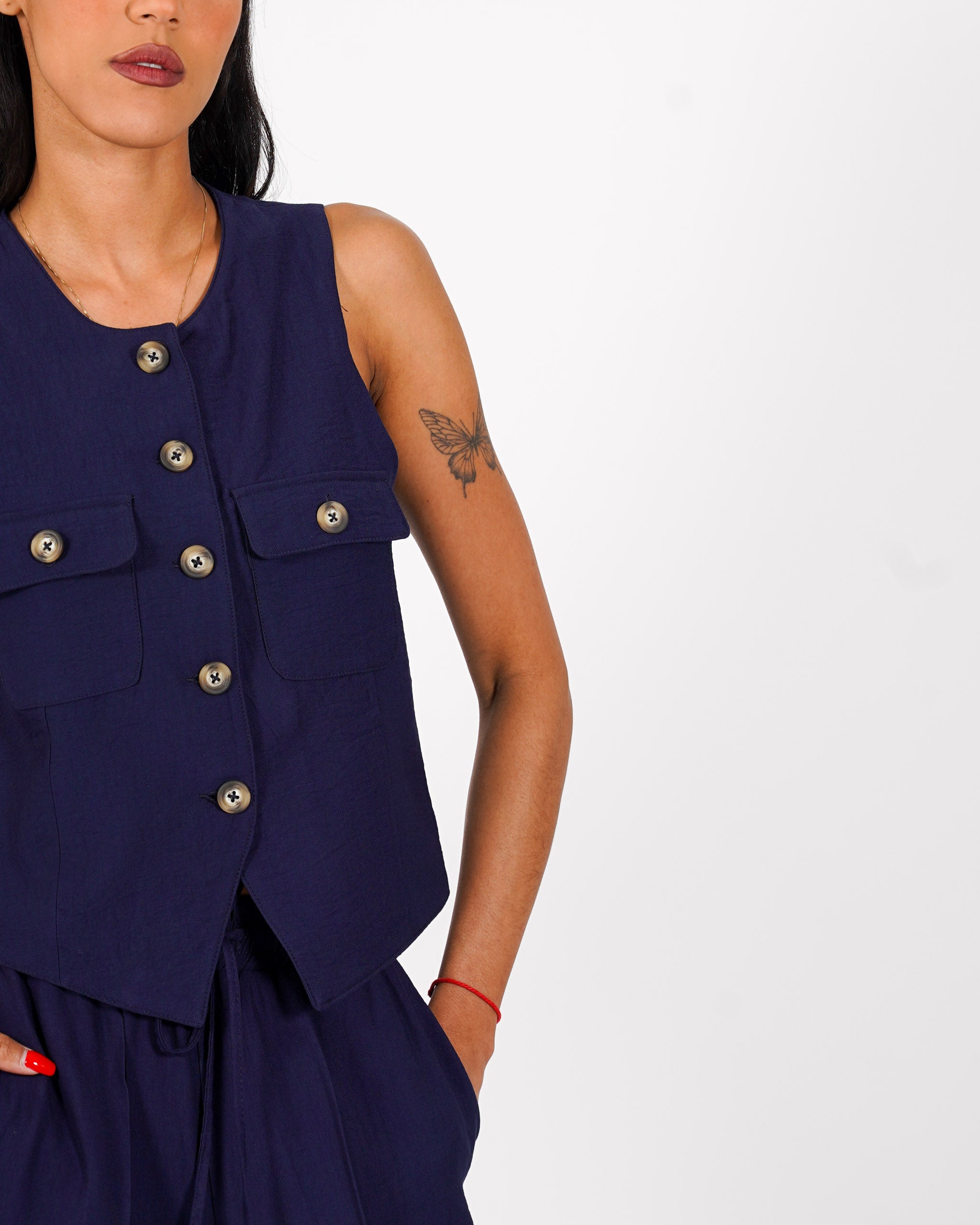Coordinato gilet monopetto e pantalone regular fit - Calinda