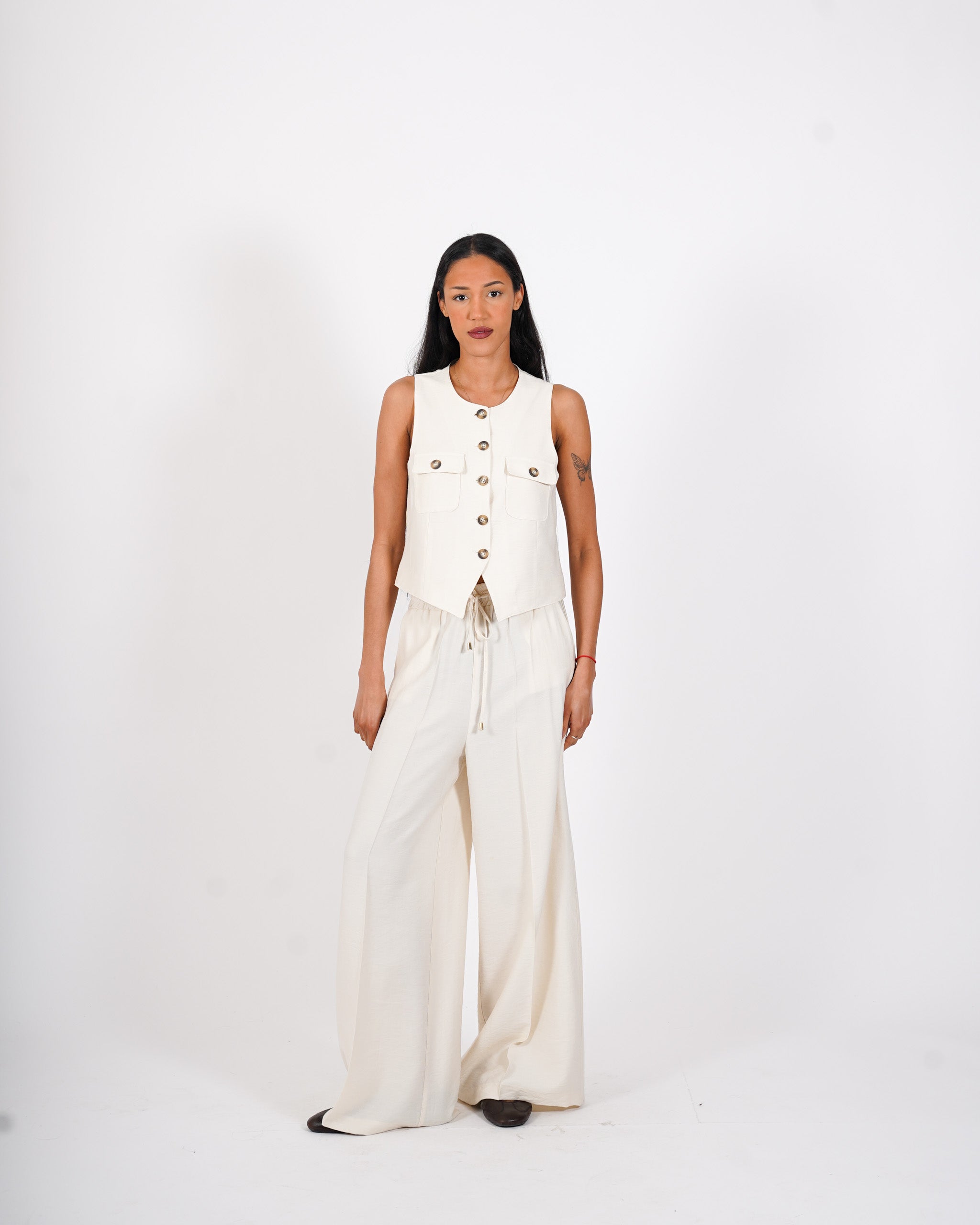 Coordinato gilet monopetto e pantalone regular fit - Calinda