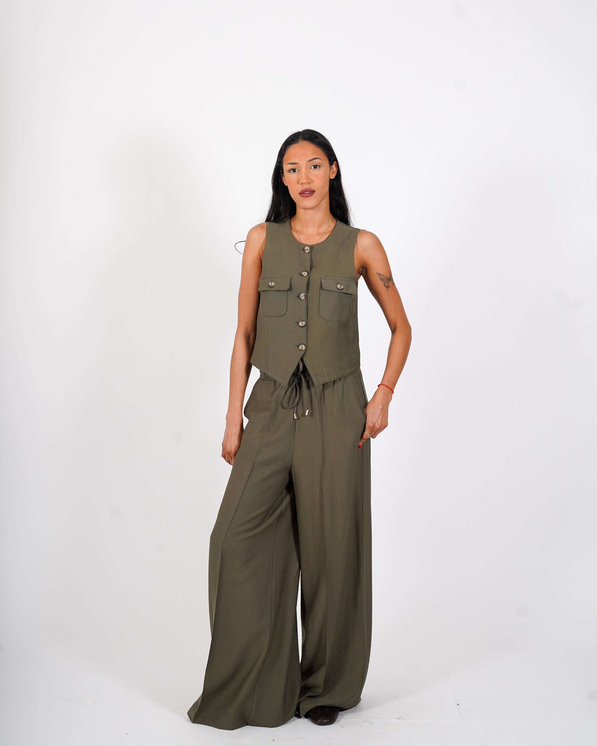 Coordinato gilet monopetto e pantalone regular fit - Calinda