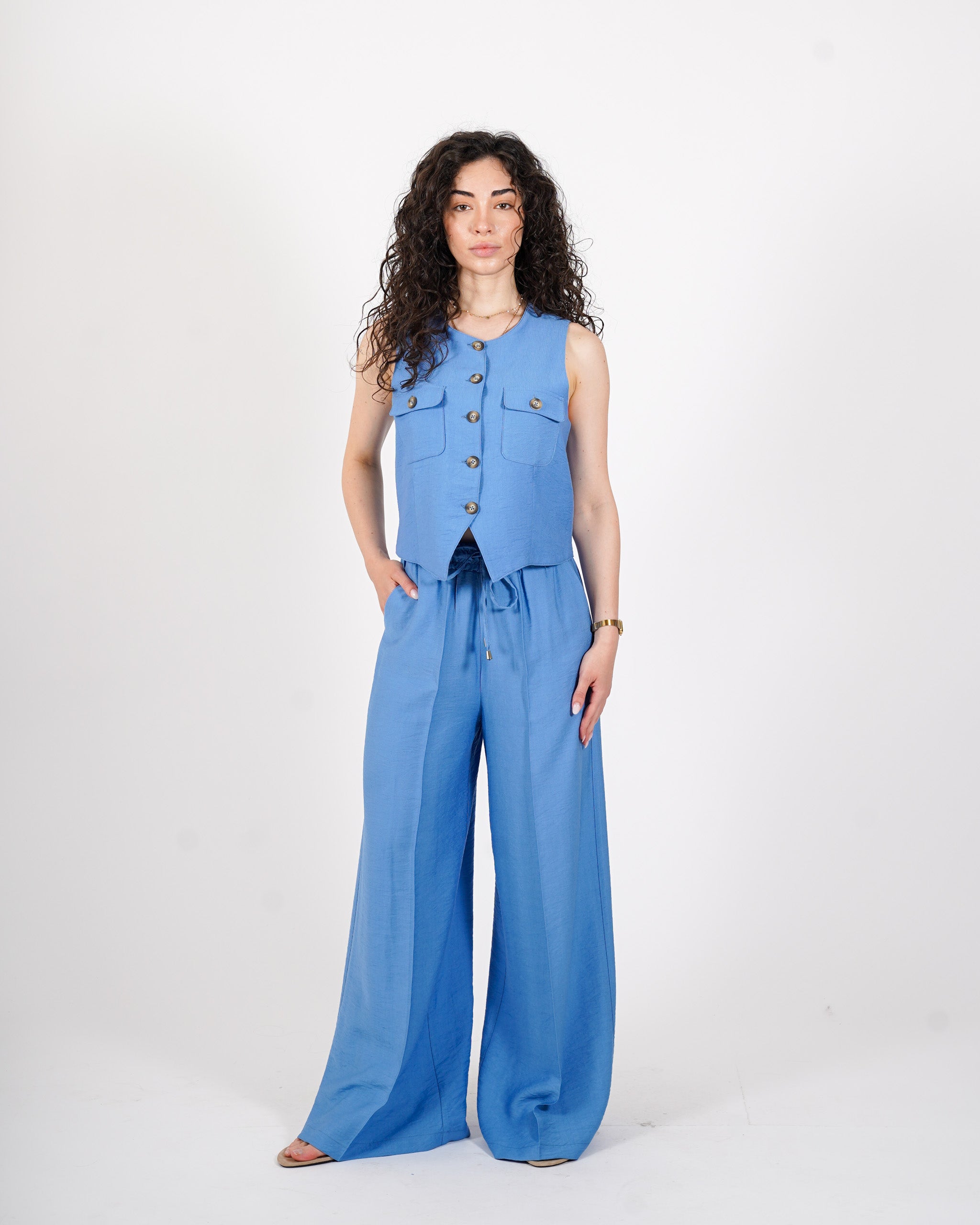 Coordinato gilet monopetto e pantalone regular fit - Calinda