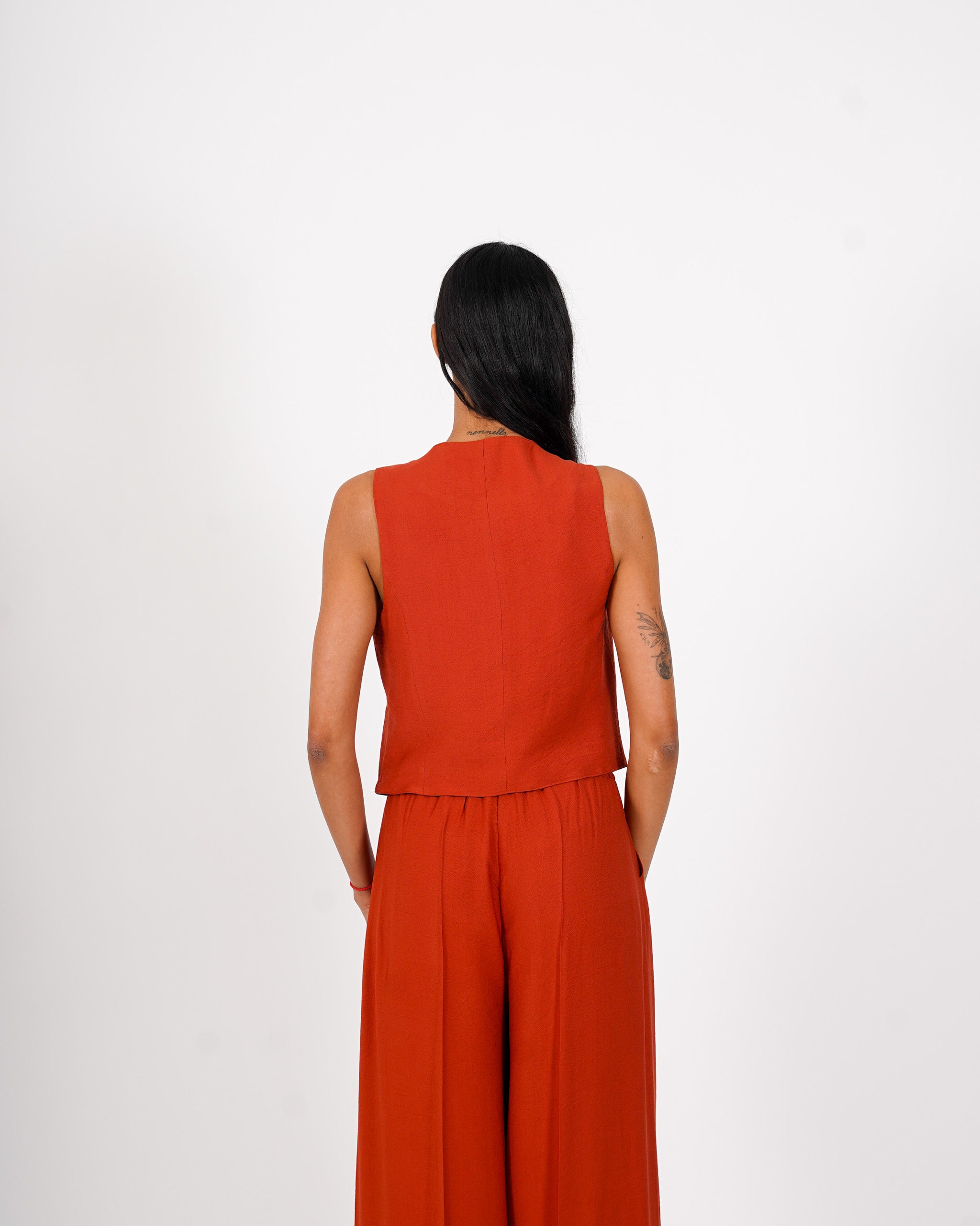 Coordinato gilet monopetto e pantalone regular fit - Calinda