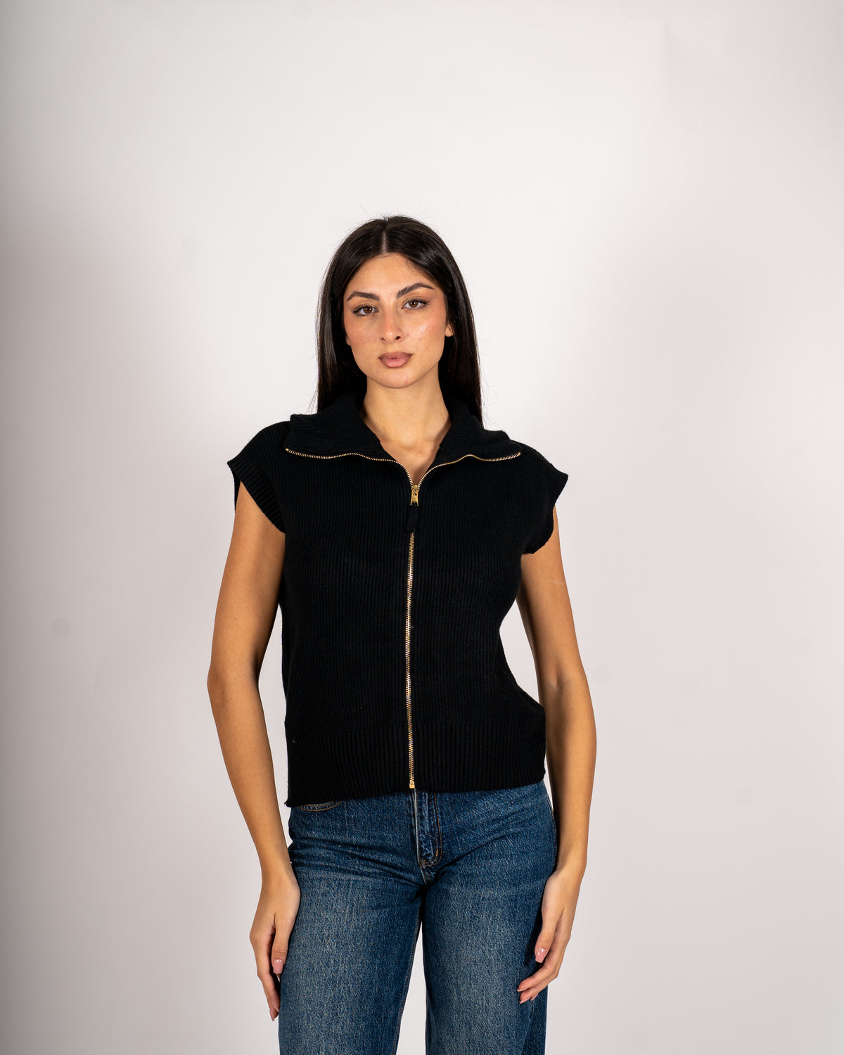Gilet a costa con zip in mano viscosa - Turbata