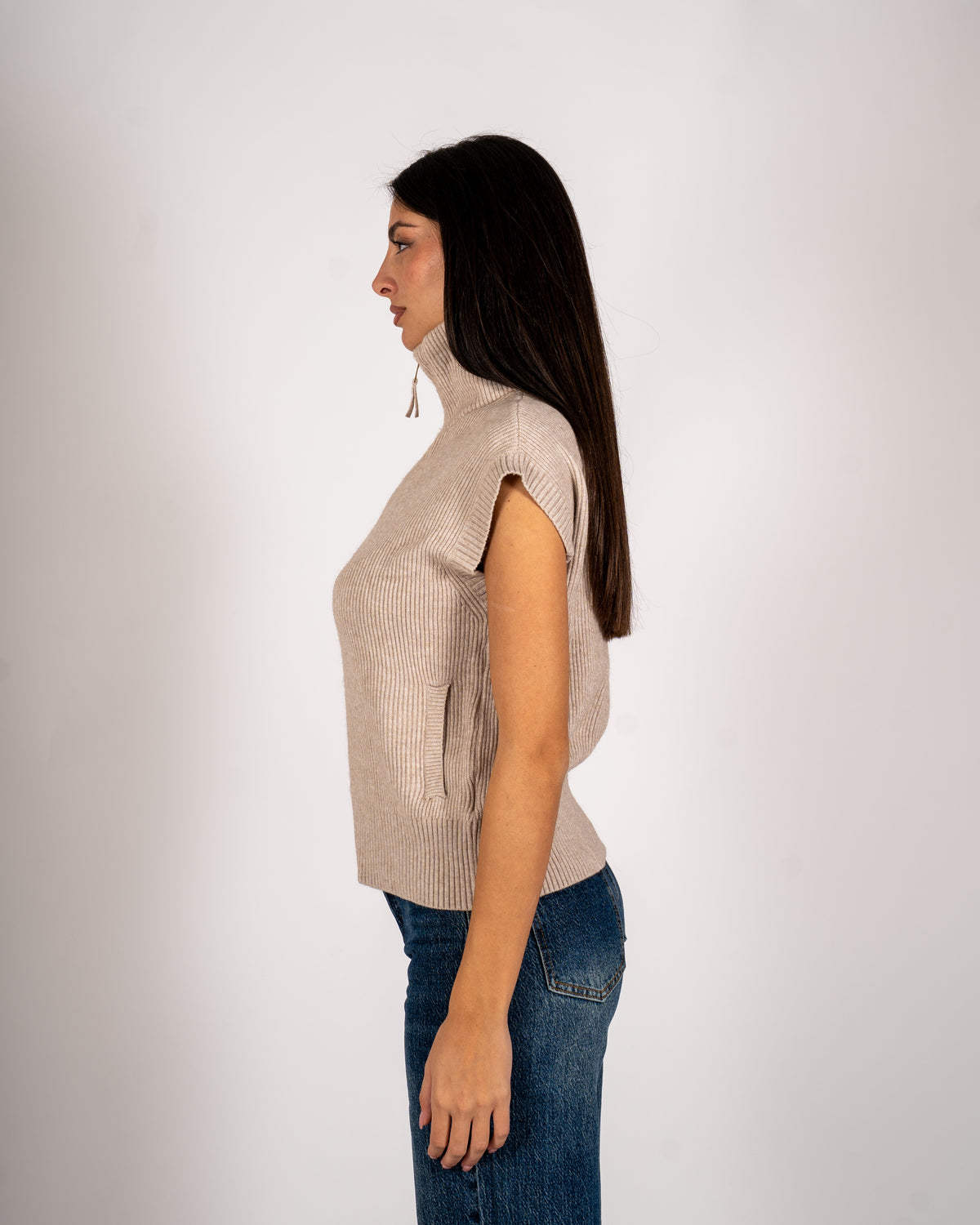 Gilet a costa con zip in mano viscosa - Turbata