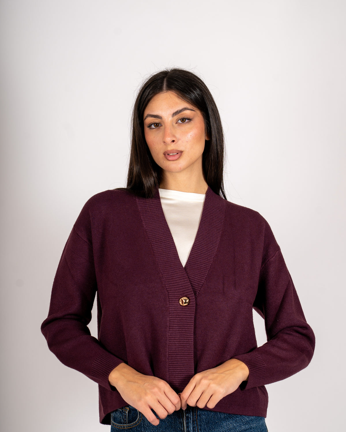 Cardigan in maglia con un bottone - Ilaria