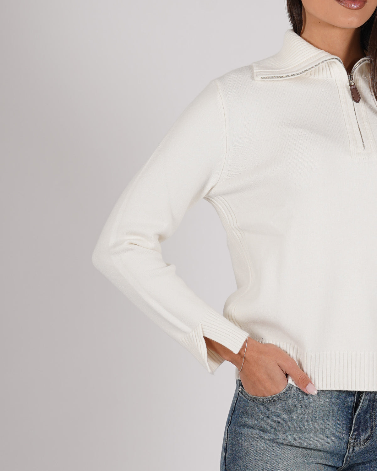Maglia con collo a polo e zip - Solitaria