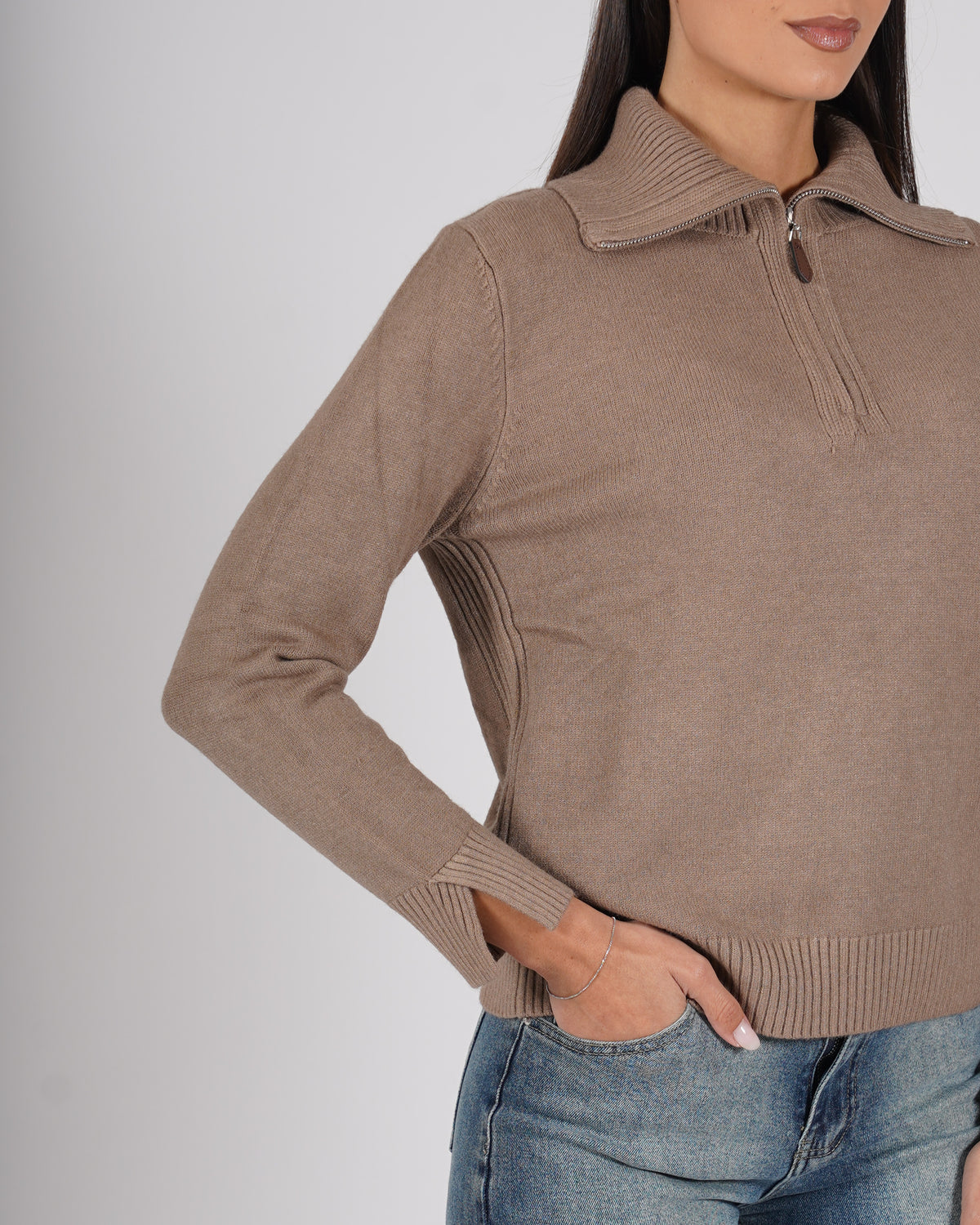 Maglia con collo a polo e zip - Solitaria