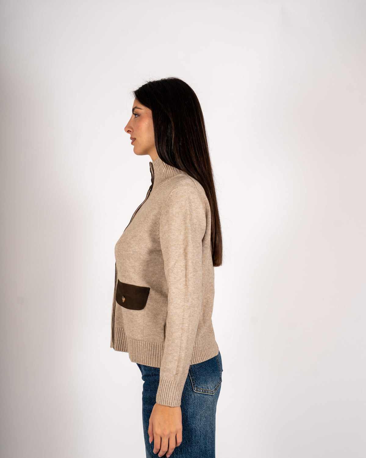 Cardigan in maglia con profilo in contrasto - Rubata