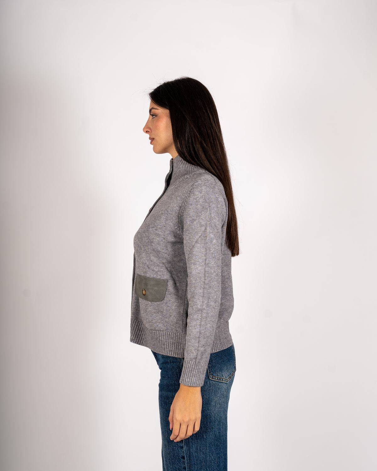 Cardigan in maglia con profilo in contrasto - Rubata