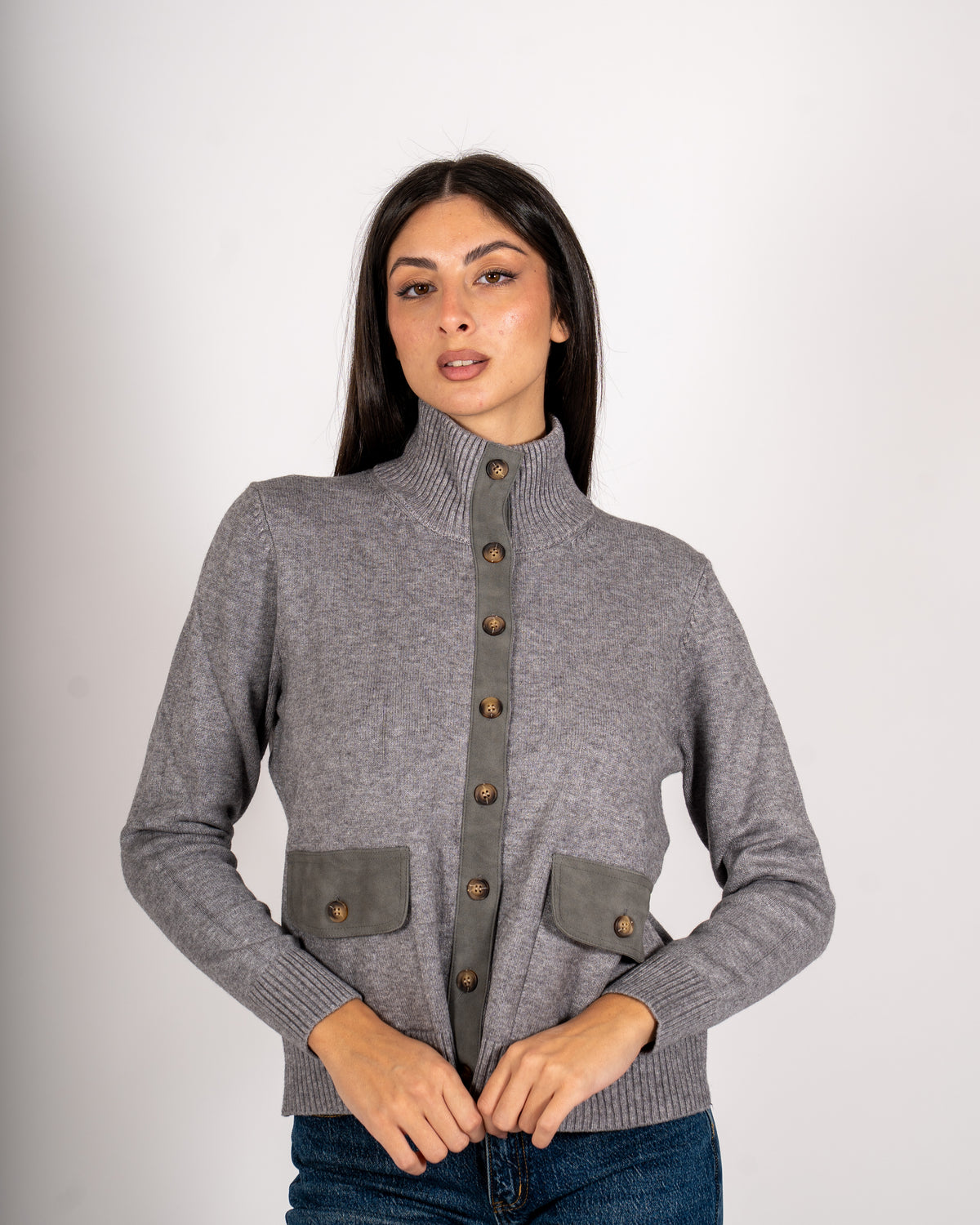 Cardigan in maglia con profilo in contrasto - Rubata