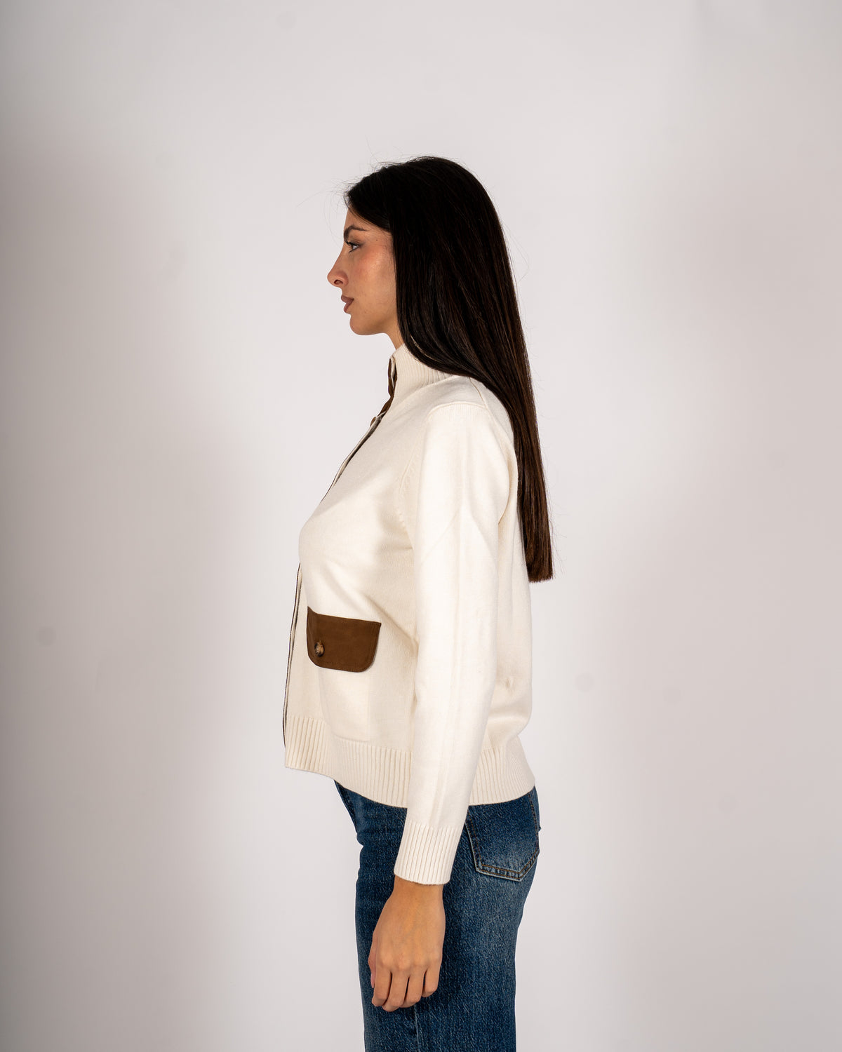 Cardigan in maglia con profilo in contrasto - Rubata