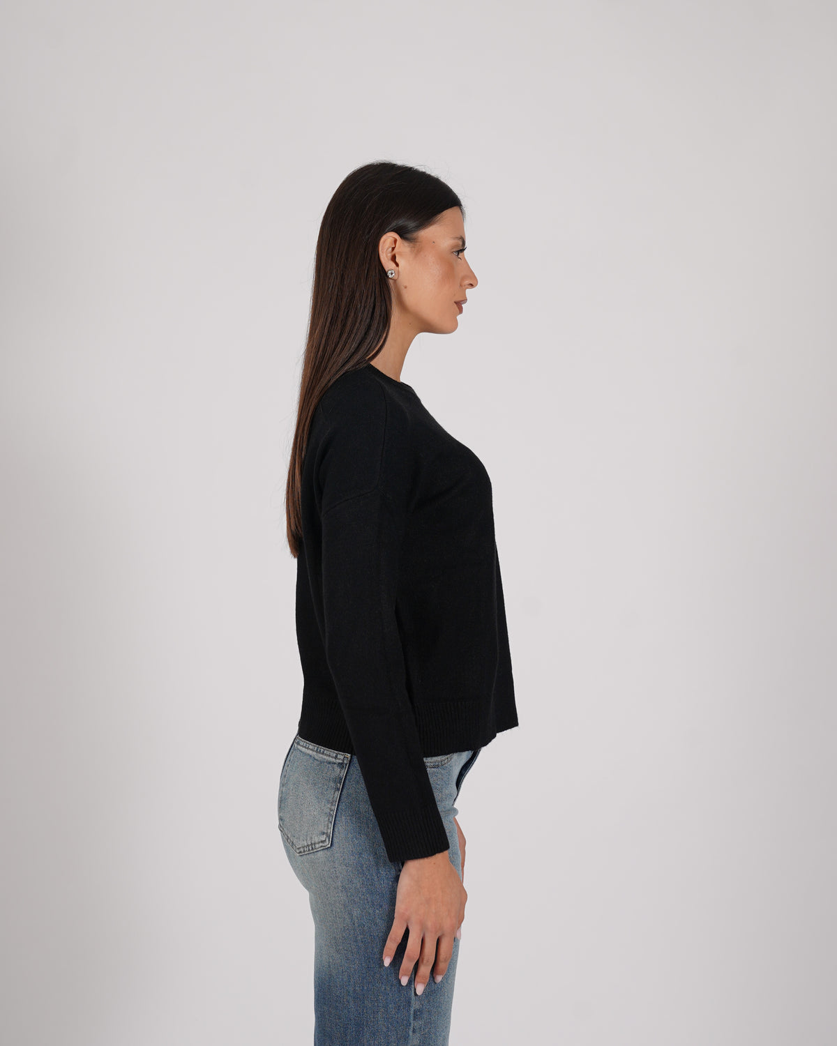 Maglia girocollo con bottoni oro - Morbida