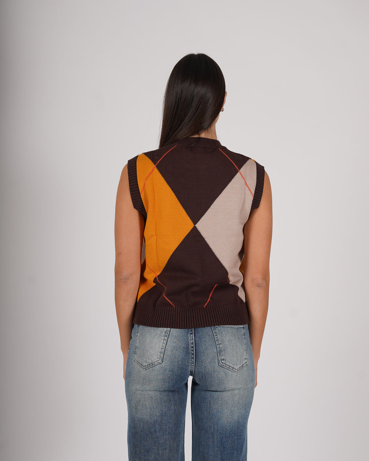 Gilet con losanghe in mano viscosa - Lucente